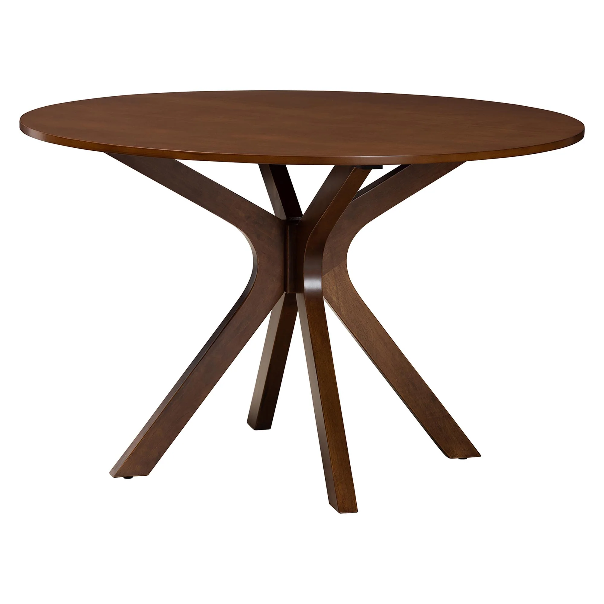 Baxton Studio Giuliana Mid-Century Modern Walnut Brown Finished Wood and Woven Rattan 7-Piece Dining Set - Image 6