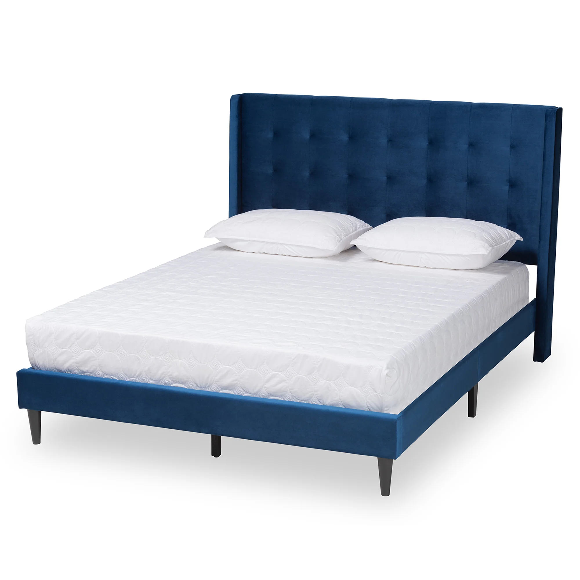 Baxton Studio Gothard Modern and Contemporary Grey Velvet Fabric Upholstered and Dark Brown Finished Wood Queen Size Platform Bed - Image 12