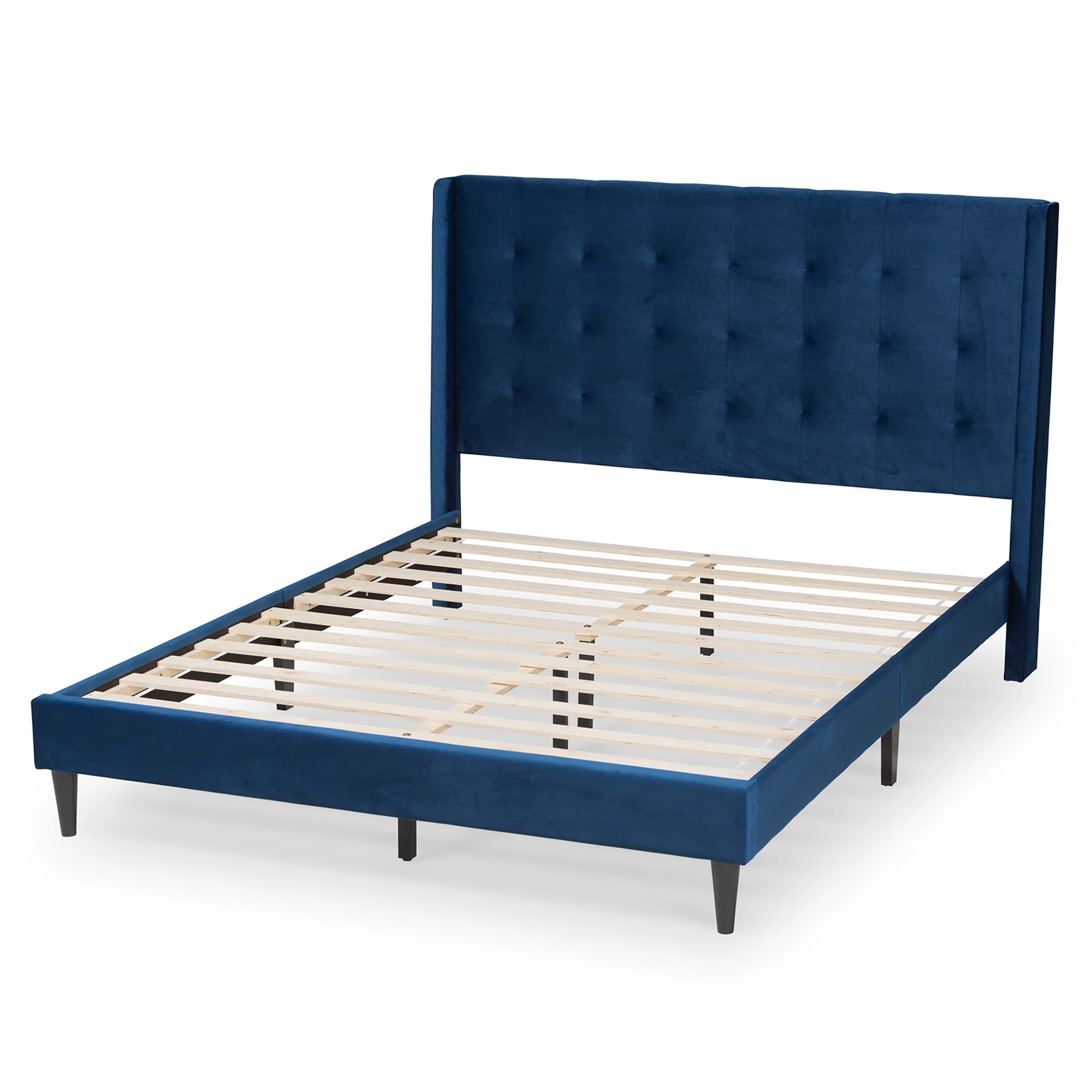 Baxton Studio Gothard Modern and Contemporary Grey Velvet Fabric Upholstered and Dark Brown Finished Wood Queen Size Platform Bed - Image 14