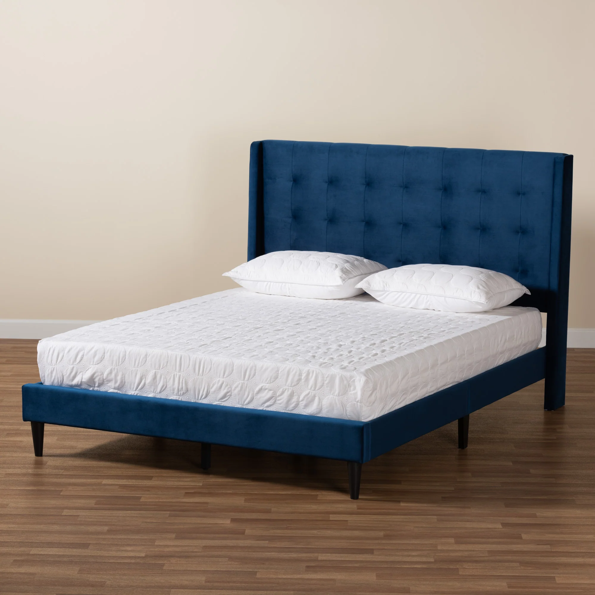 Baxton Studio Gothard Modern and Contemporary Grey Velvet Fabric Upholstered and Dark Brown Finished Wood Queen Size Platform Bed - Image 20