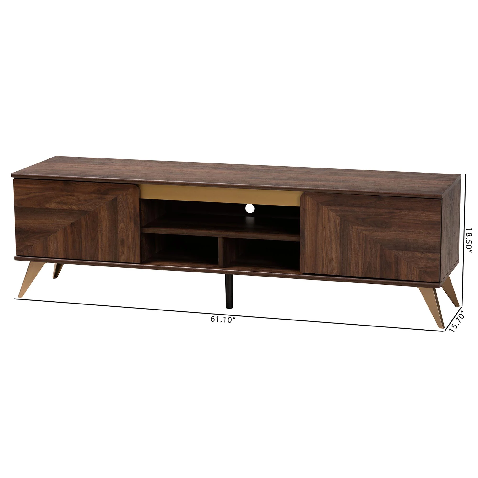Baxton Studio Graceland Mid-Century Modern Transitional Walnut Brown Finished Wood 2-Door TV Stand - Image 10
