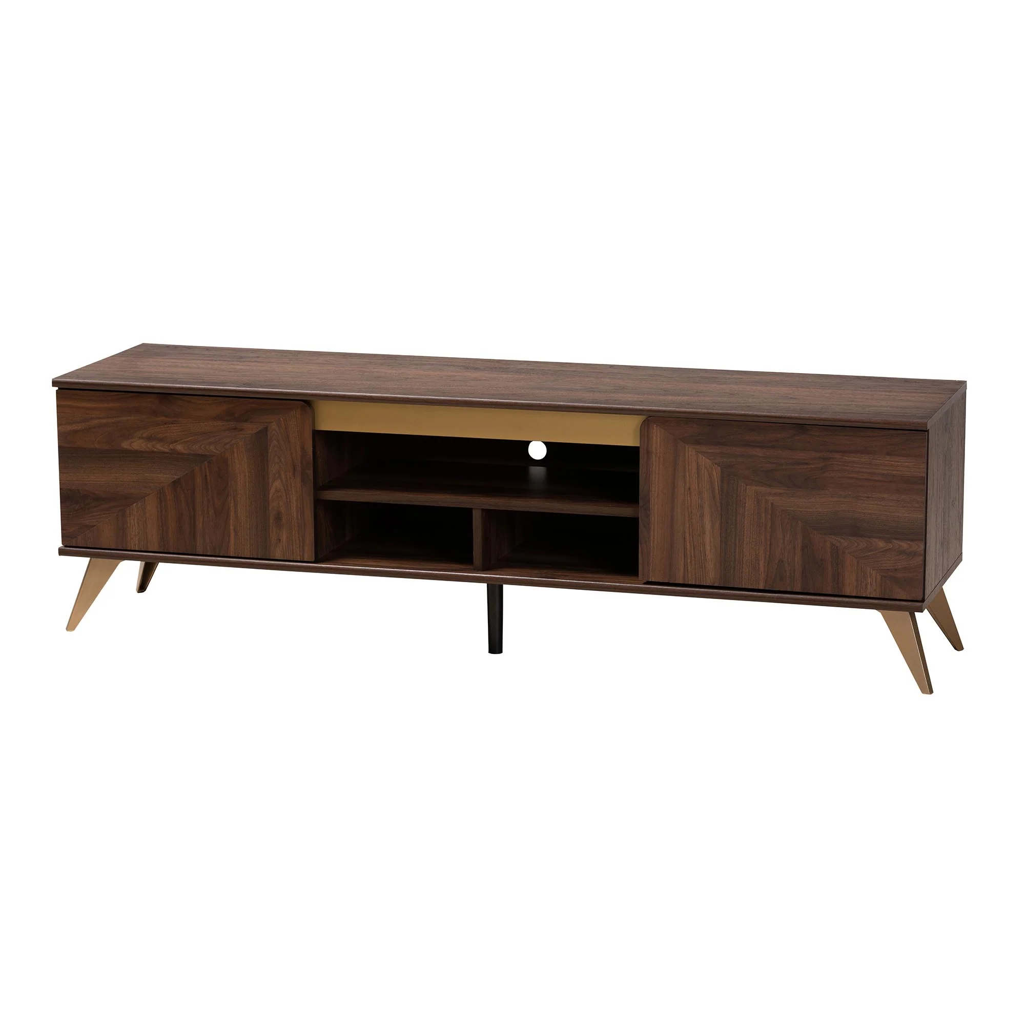 Baxton Studio Graceland Mid-Century Modern Transitional Walnut Brown Finished Wood 2-Door TV Stand - Image 2