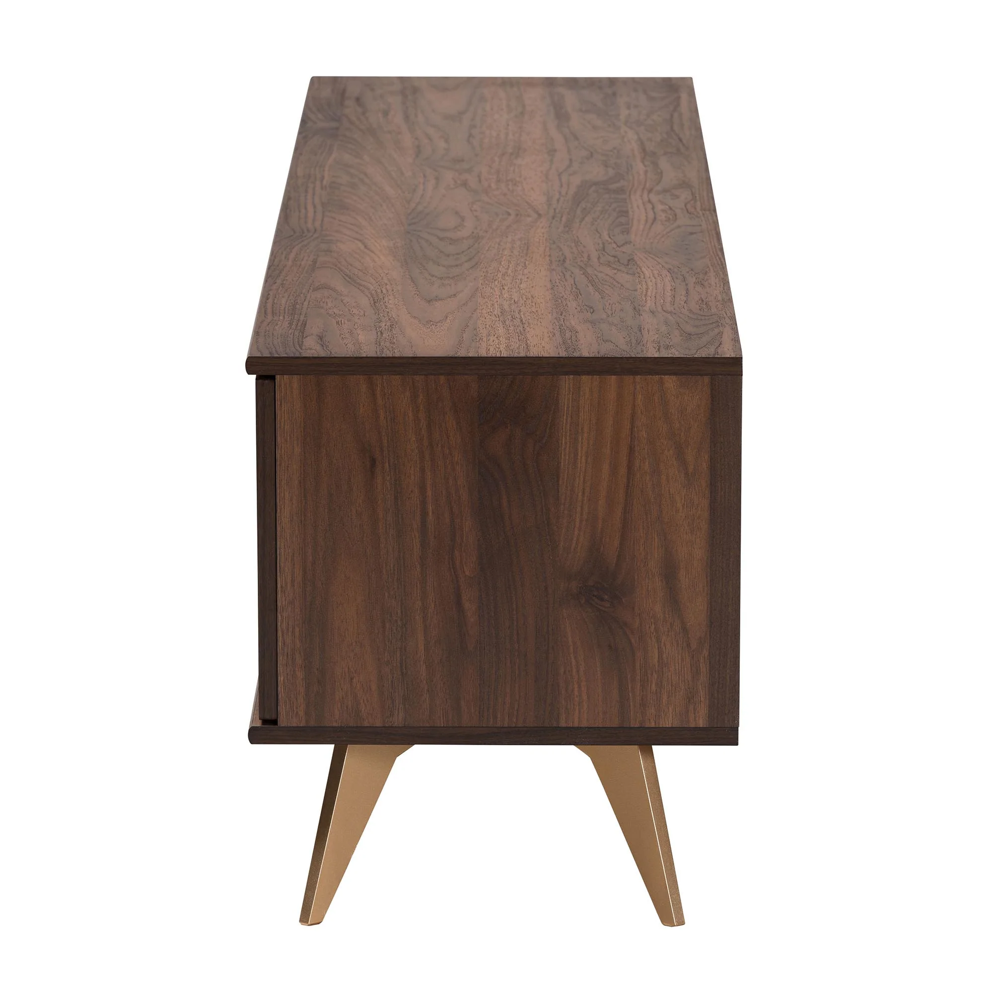 Baxton Studio Graceland Mid-Century Modern Transitional Walnut Brown Finished Wood 2-Door TV Stand - Image 5