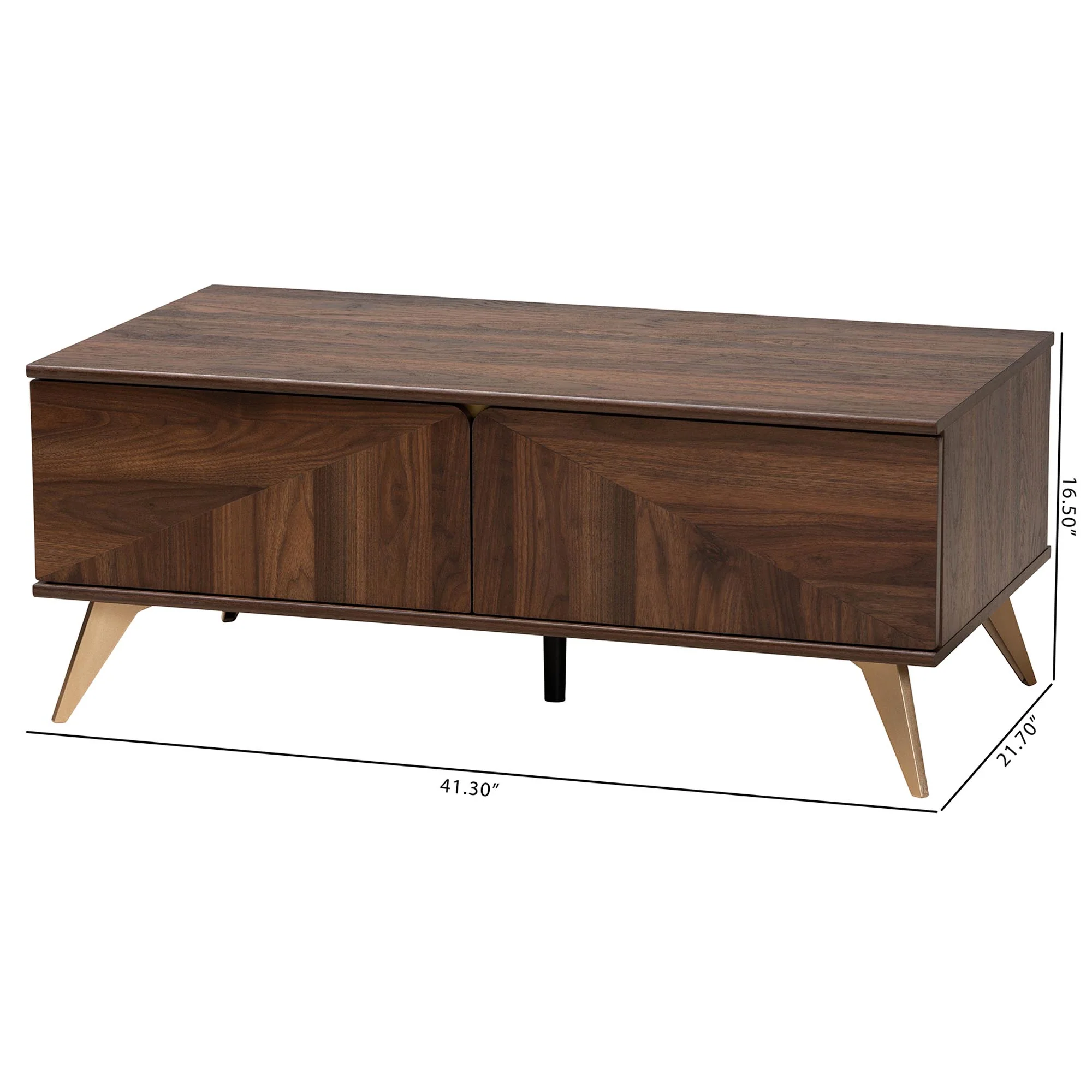 Baxton Studio Graceland Mid-Century Modern Transitional Walnut Brown Finished Wood 2-Drawer Coffee Table - Image 4