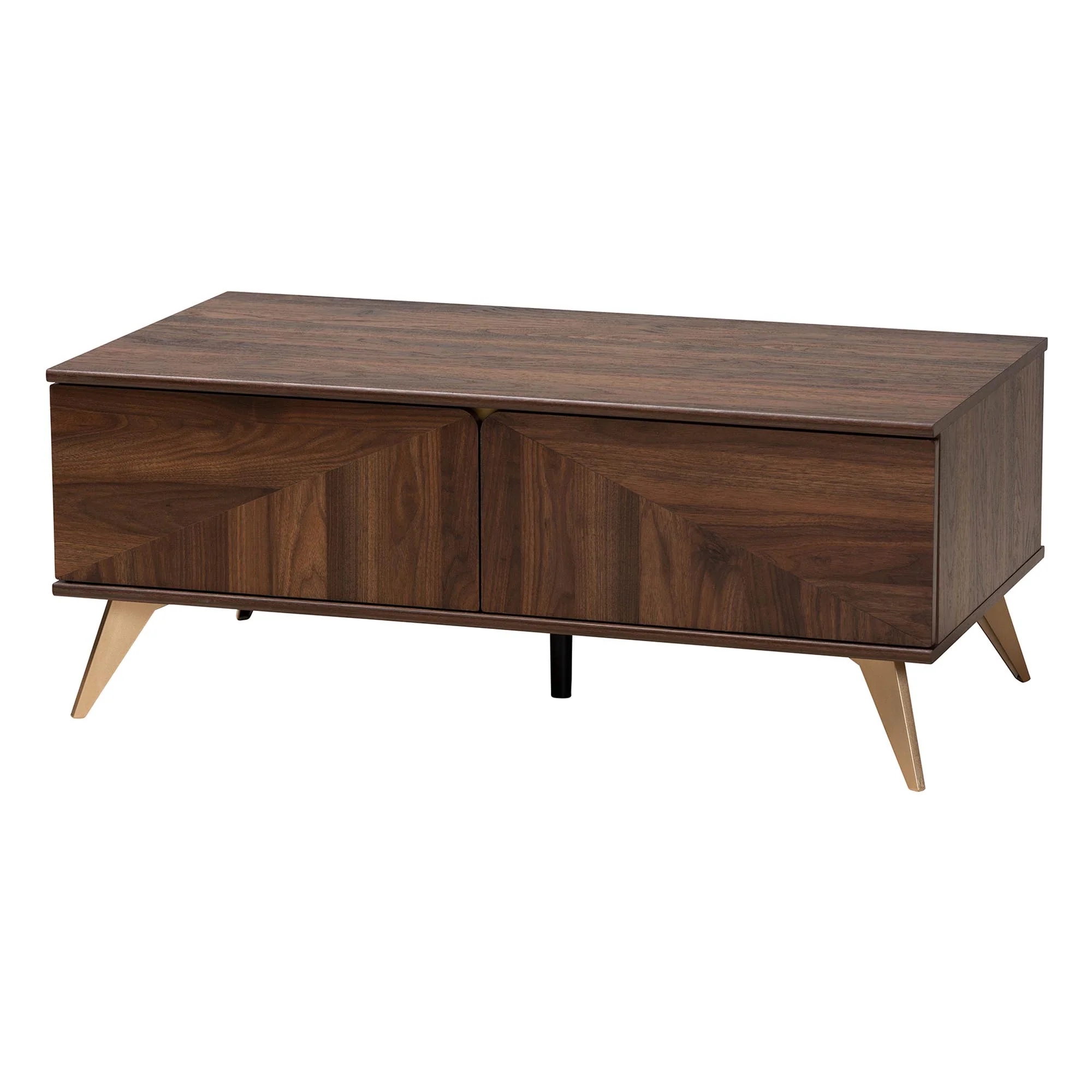 Baxton Studio Graceland Mid-Century Modern Transitional Walnut Brown Finished Wood 2-Drawer Coffee Table - Image 5