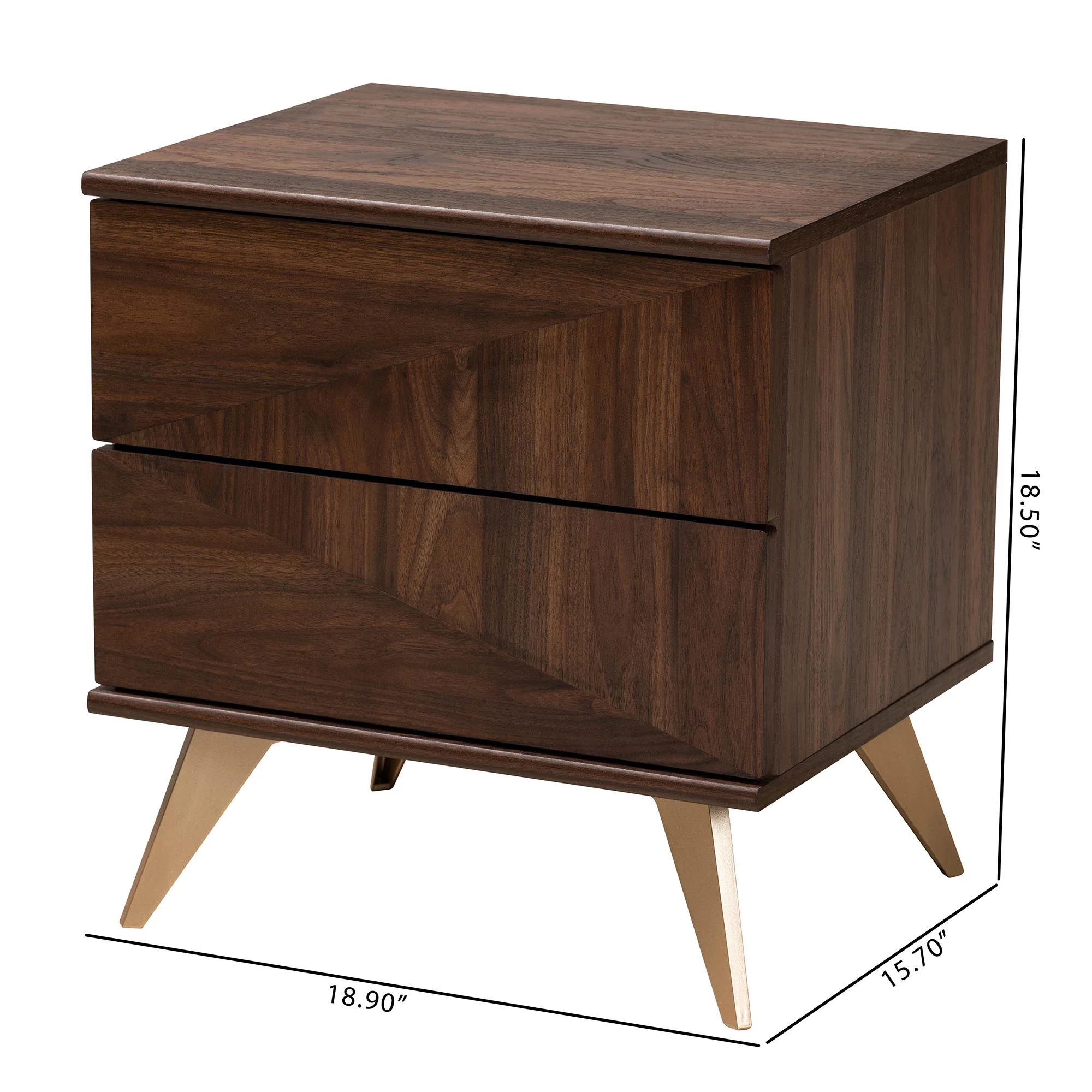 Baxton Studio Graceland Mid-Century Modern Transitional Walnut Brown Finished Wood 2-Drawer Nightstand - Image 10