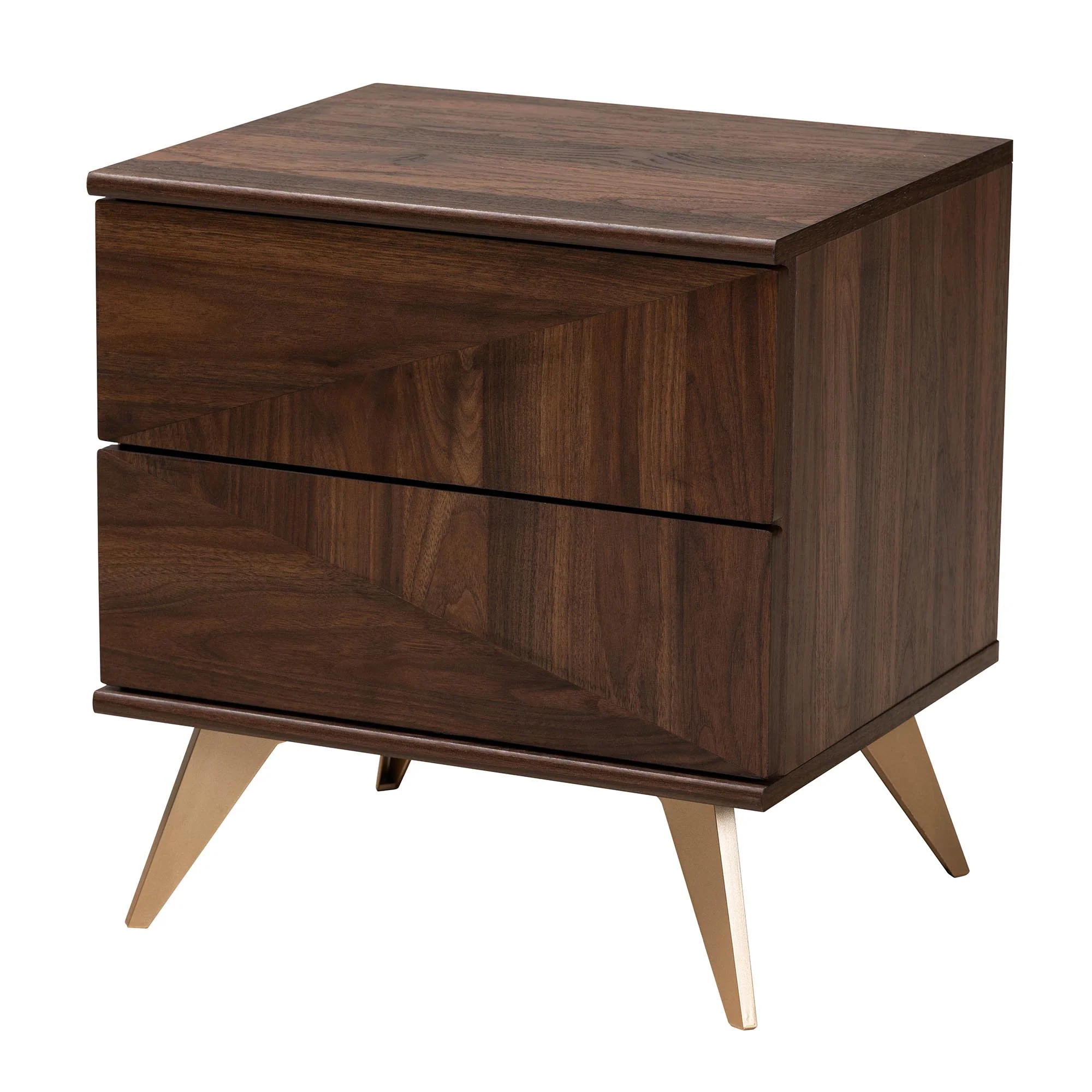 Baxton Studio Graceland Mid-Century Modern Transitional Walnut Brown Finished Wood 2-Drawer Nightstand - Image 2