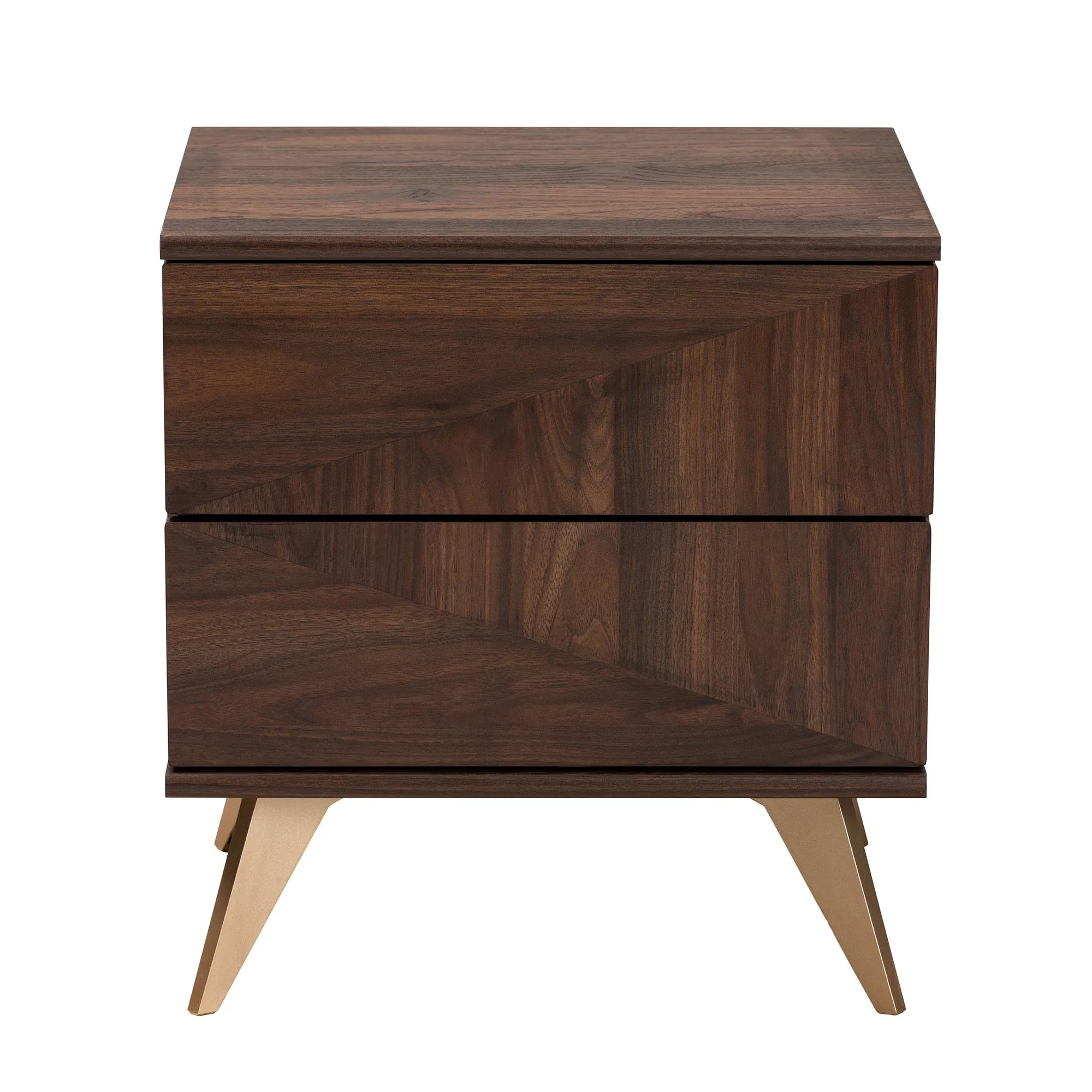 Baxton Studio Graceland Mid-Century Modern Transitional Walnut Brown Finished Wood 2-Drawer Nightstand - Image 4