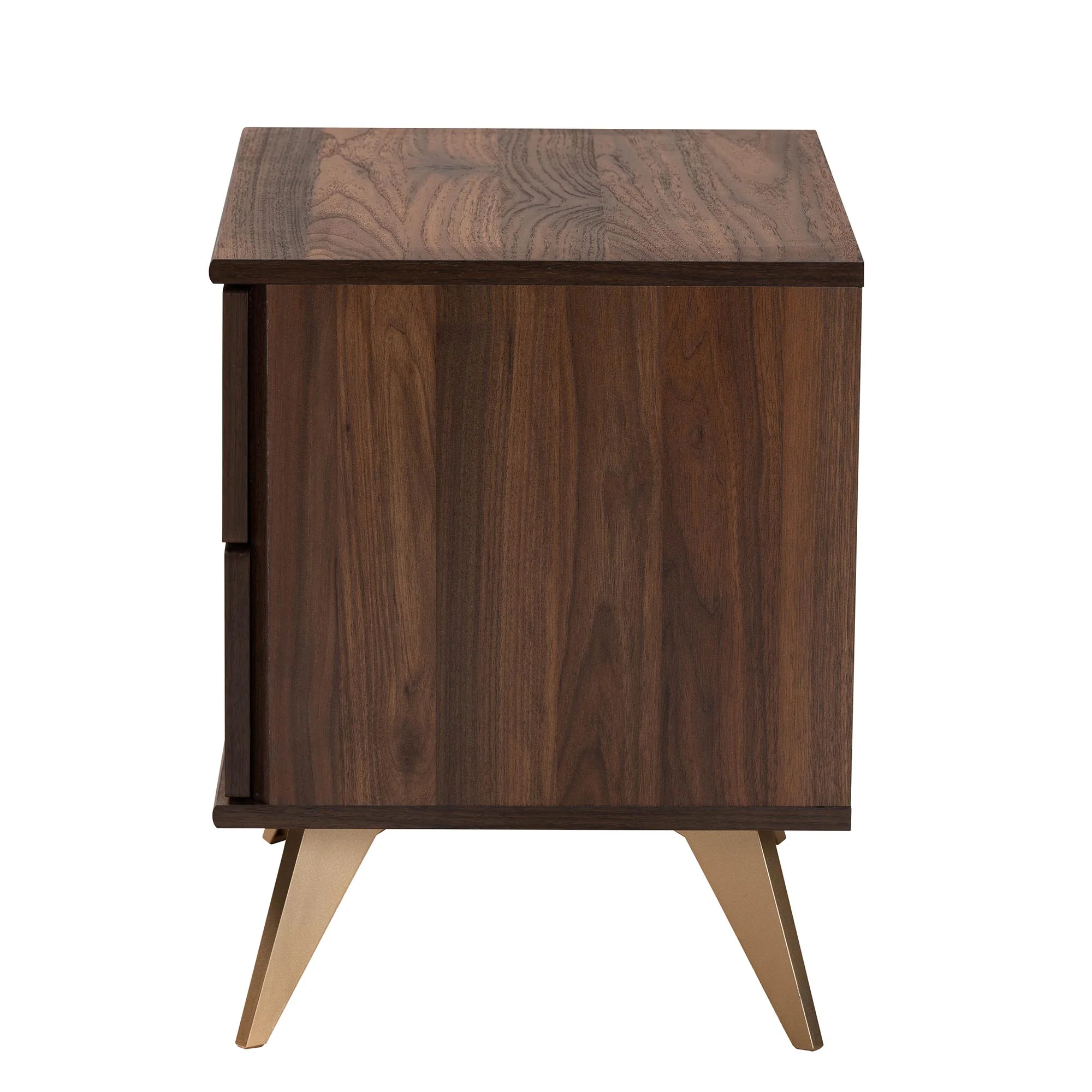 Baxton Studio Graceland Mid-Century Modern Transitional Walnut Brown Finished Wood 2-Drawer Nightstand - Image 5