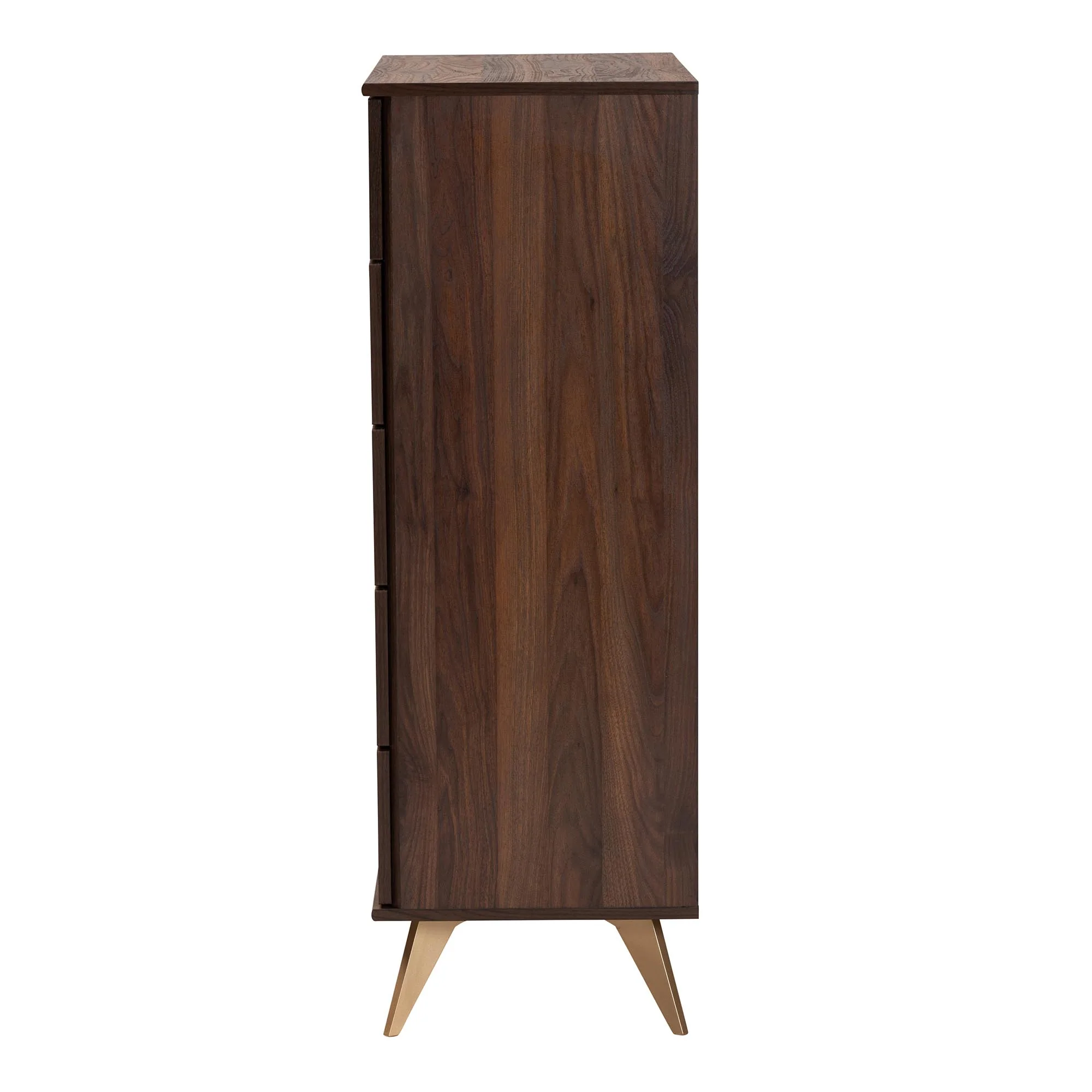 Baxton Studio Graceland Mid-Century Modern Transitional Walnut Brown Finished Wood 5-Drawer Storage Chest - Image 5