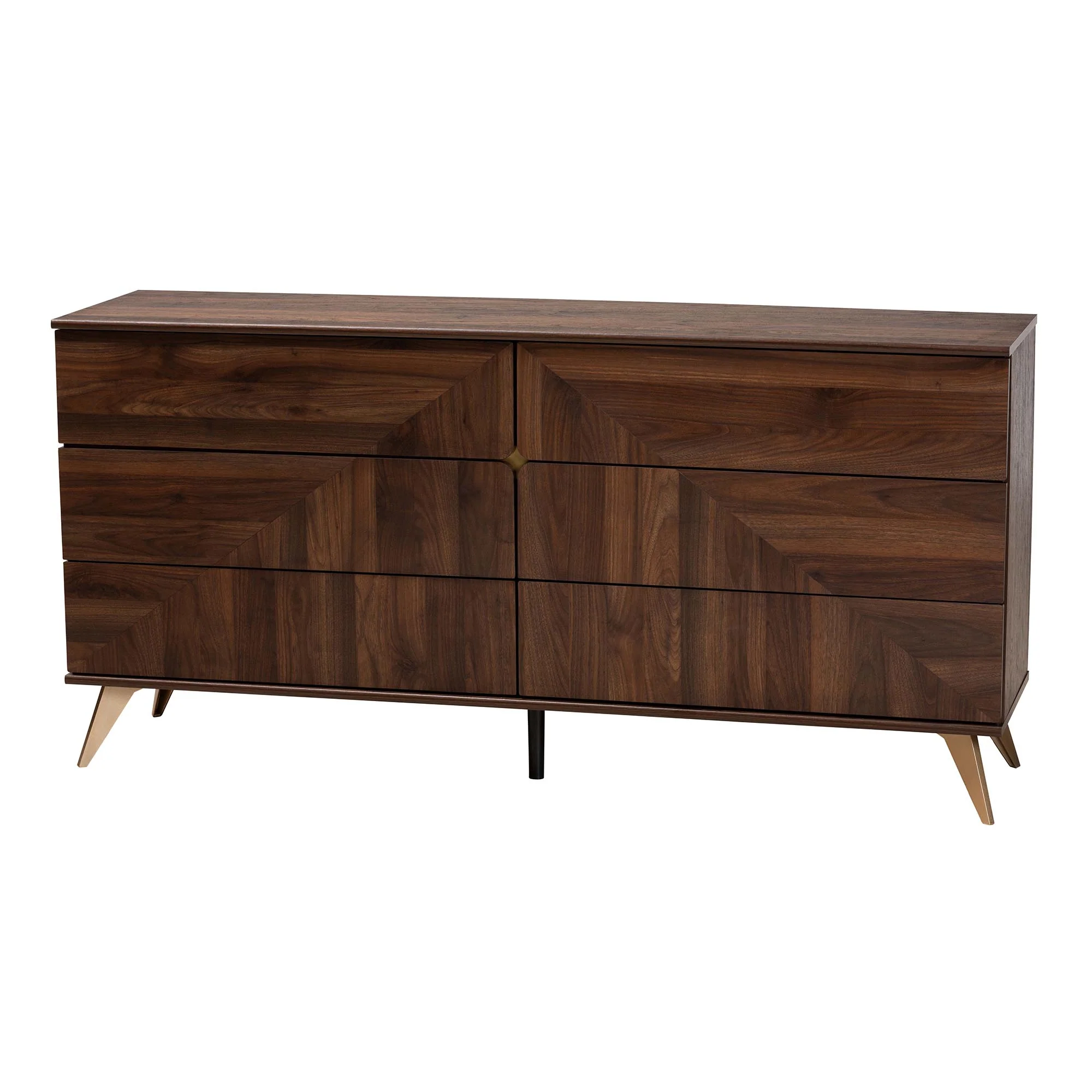 Baxton Studio Graceland Mid-Century Modern Transitional Walnut Brown Finished Wood 6-Drawer Dresser - Image 2