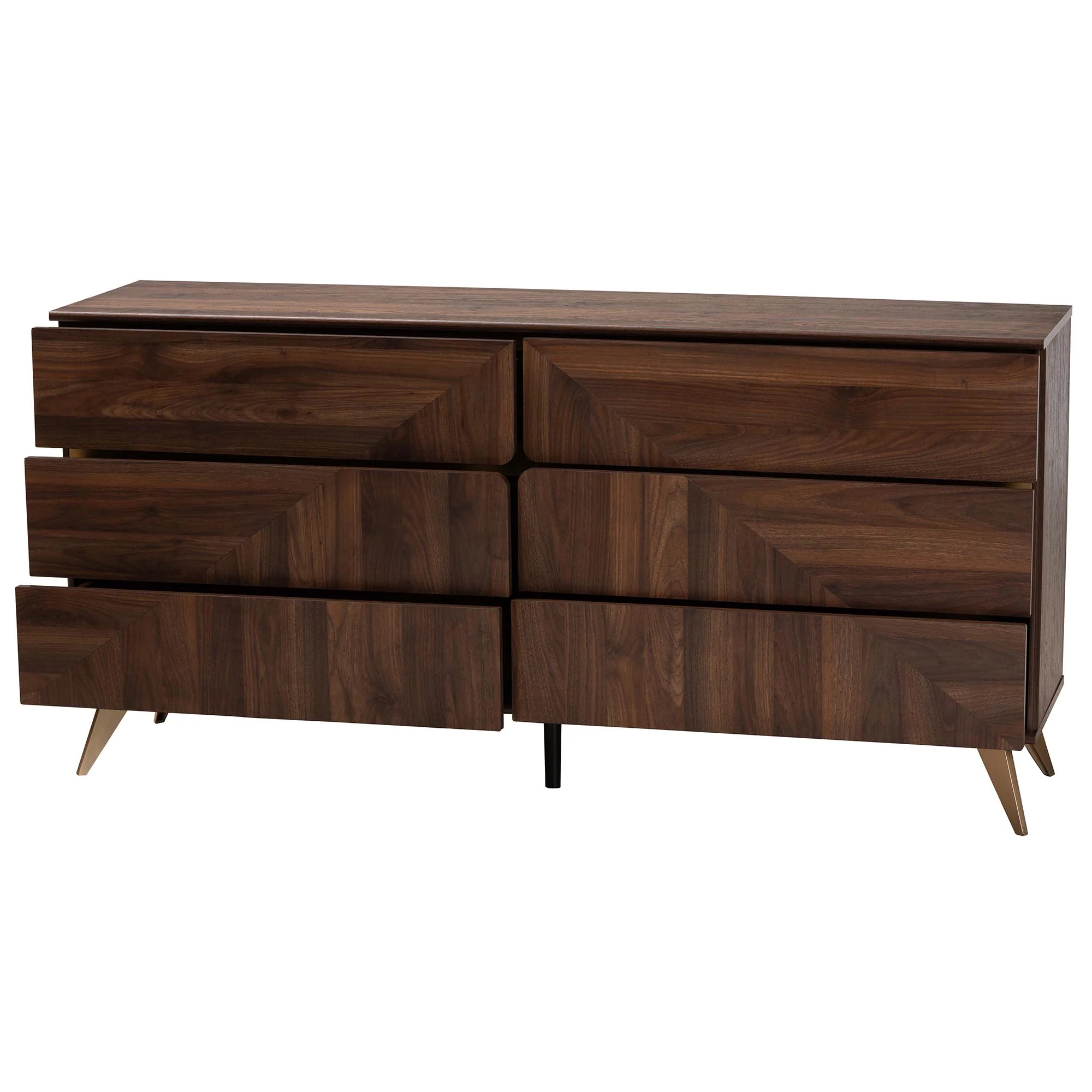 Baxton Studio Graceland Mid-Century Modern Transitional Walnut Brown Finished Wood 6-Drawer Dresser - Image 3