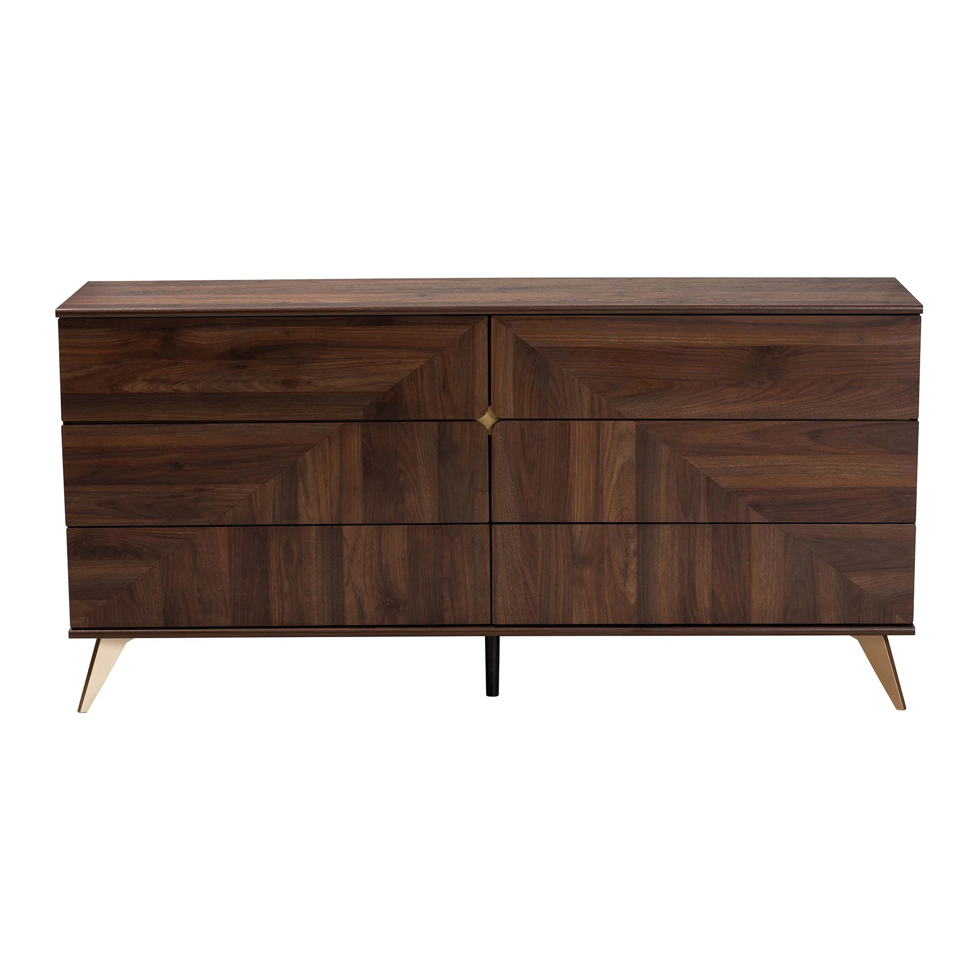 Baxton Studio Graceland Mid-Century Modern Transitional Walnut Brown Finished Wood 6-Drawer Dresser - Image 4