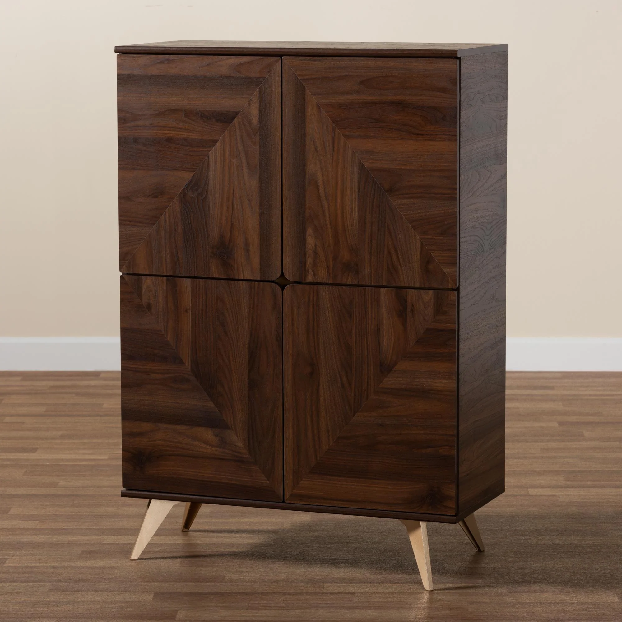 Baxton Studio Graceland Mid-Century Modern Transitional Walnut Brown Finished Wood Shoe Cabinet - Image 10