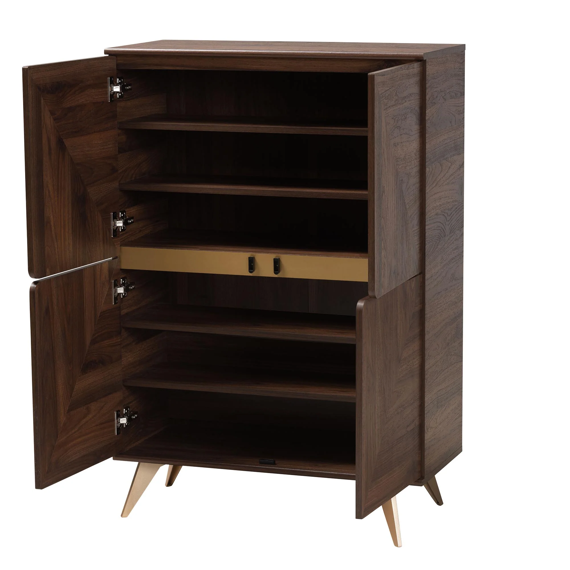 Baxton Studio Graceland Mid-Century Modern Transitional Walnut Brown Finished Wood Shoe Cabinet - Image 3