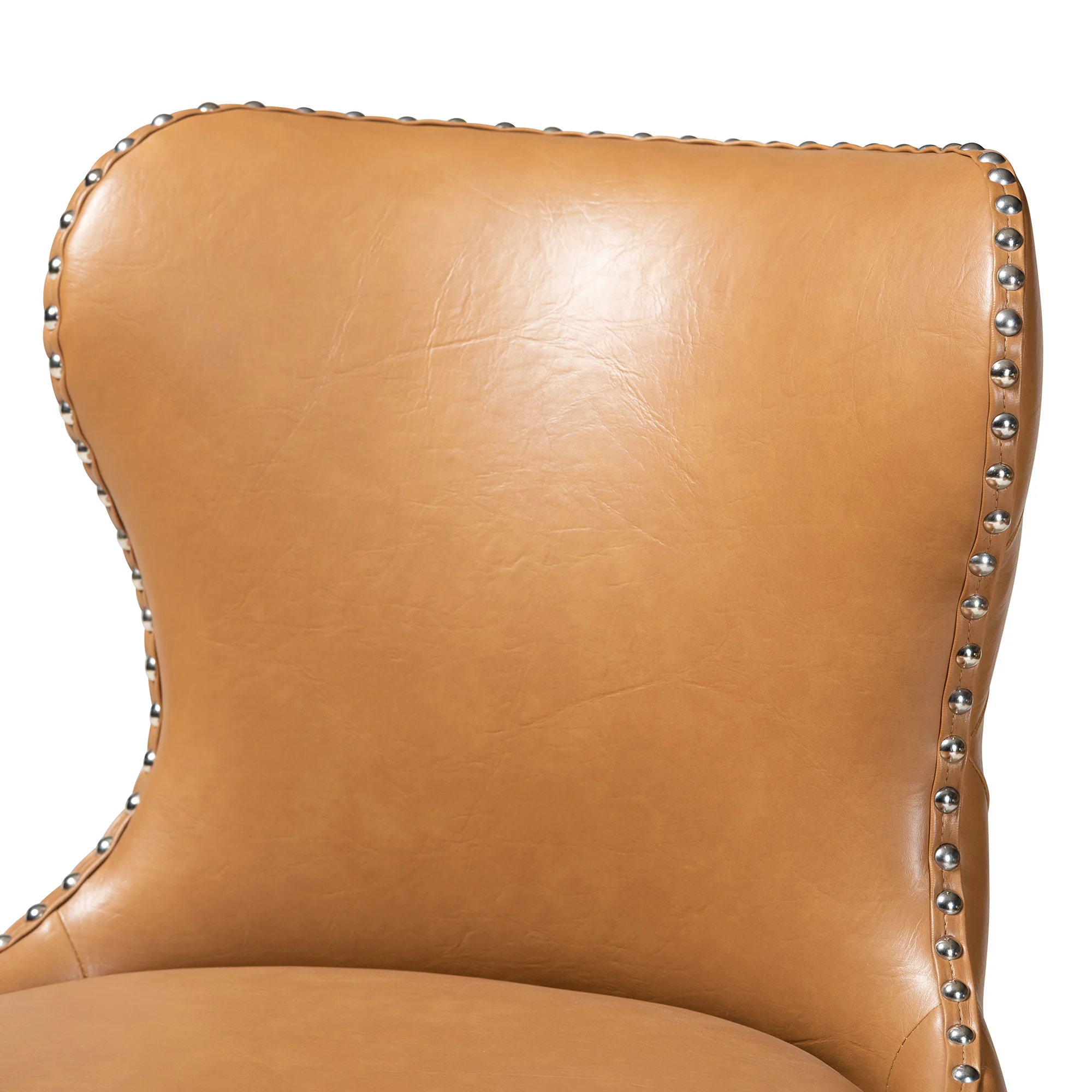 Baxton Studio Gradisca Modern Tan Faux Leather and Walnut Brown Finished Wood 2-Piece Swivel Counter Stool Set - Image 7