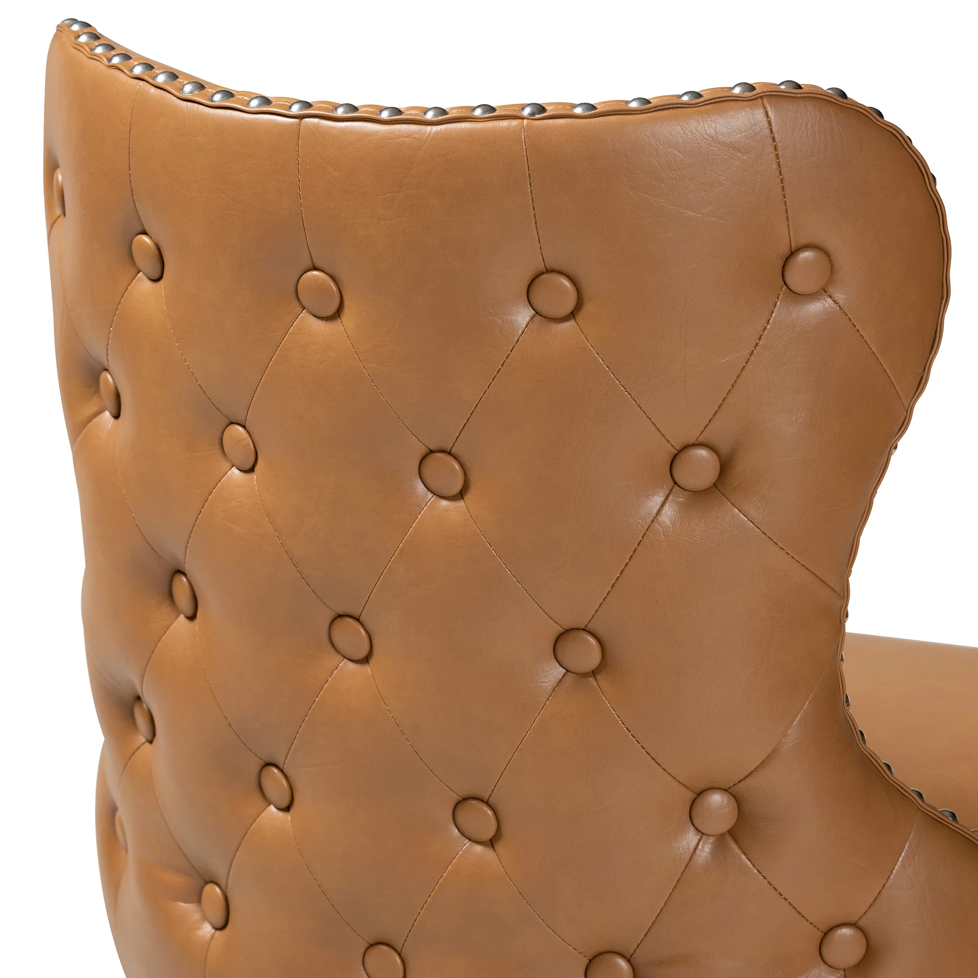 Baxton Studio Gradisca Modern Tan Faux Leather and Walnut Brown Finished Wood 2-Piece Swivel Counter Stool Set - Image 8
