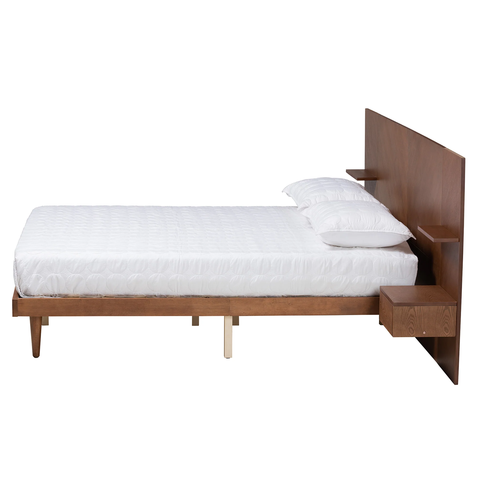 Baxton Studio Graham Mid-Century Modern Transitional Ash Walnut Finished Wood Queen Size Platform Storage Bed with Built-In Nightstands - Image 3