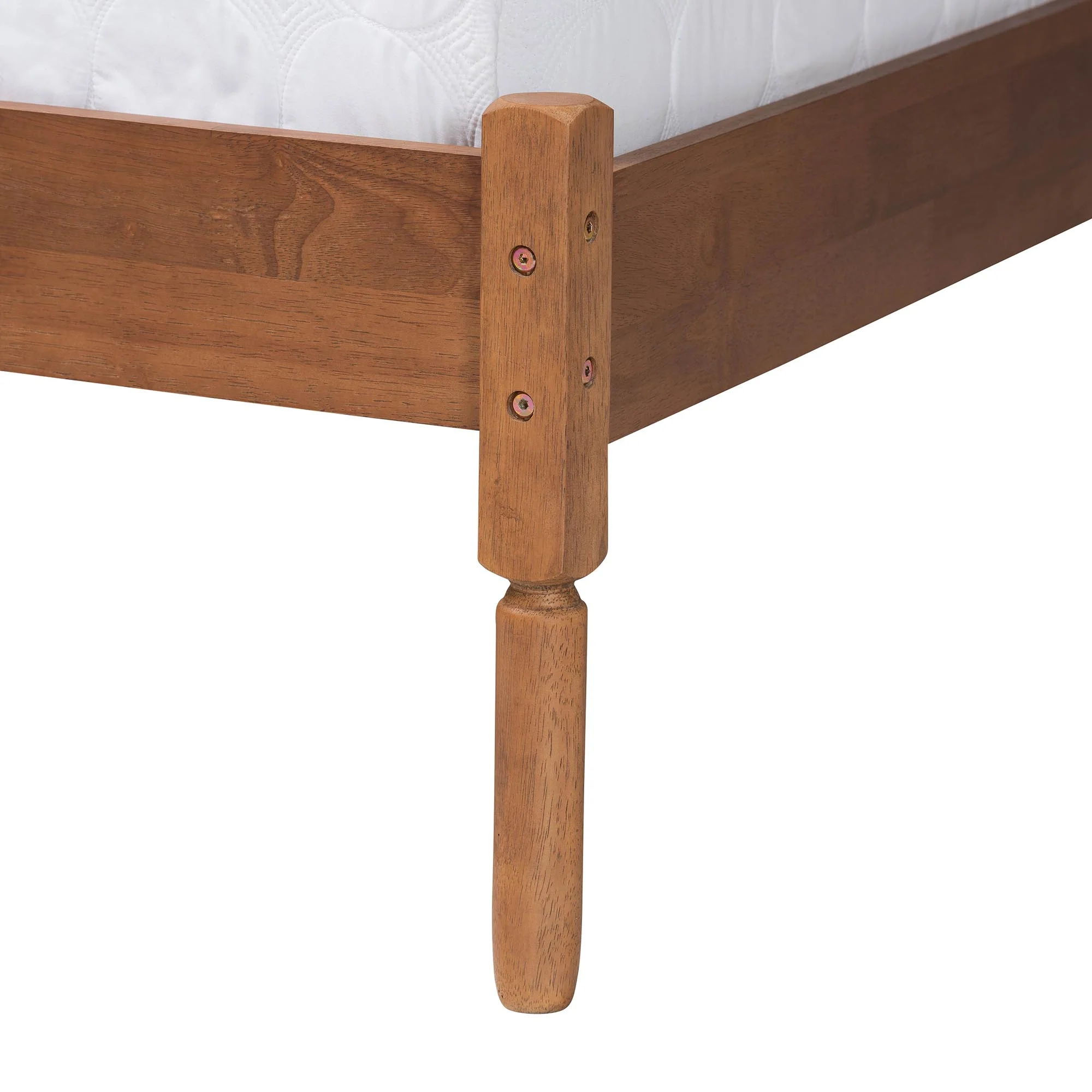 Baxton Studio Hadria Mid-Century Modern Navy Blue Velvet and Walnut Brown Finished Wood Queen Size Platform Bed - Image 6
