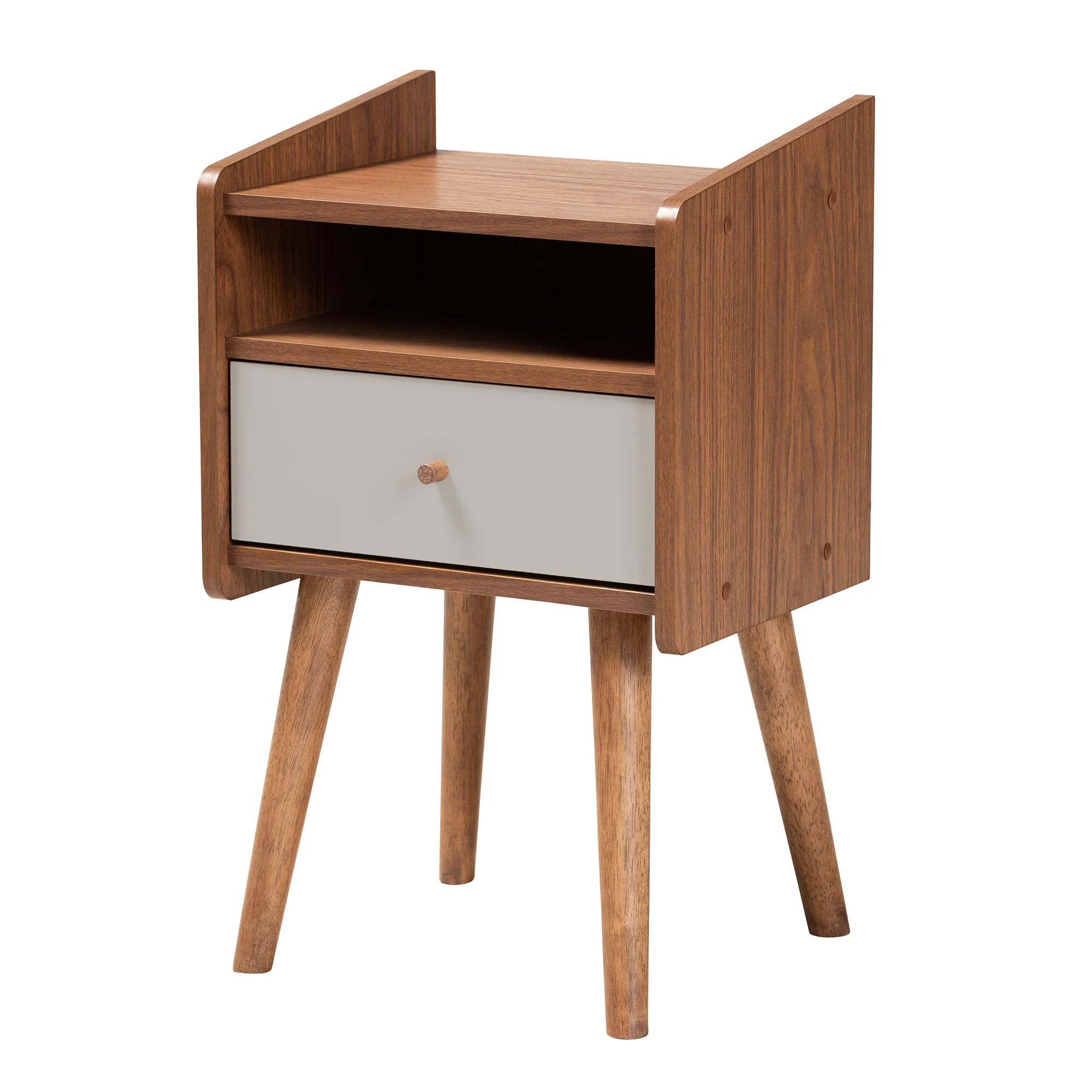 Baxton Studio Halden Mid-Century Modern Multicolor Walnut Brown and Grey Gradient Finished Wood 3-Piece Storage Set - Image 5