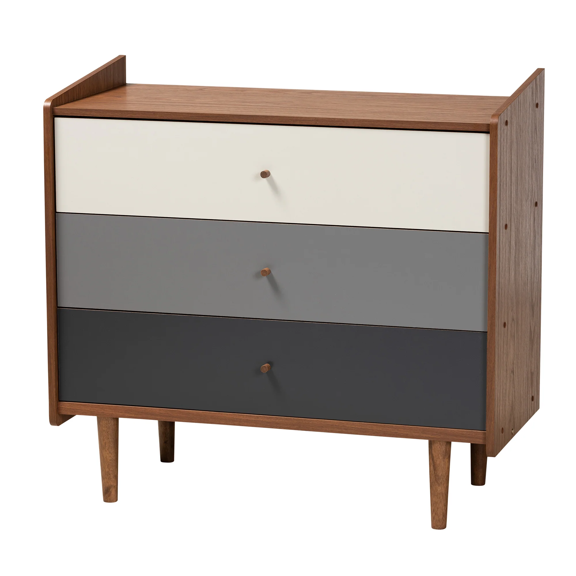 Baxton Studio Halden Mid-Century Modern Multicolor Walnut Brown and Grey Gradient Finished Wood 3-Piece Storage Set - Image 6