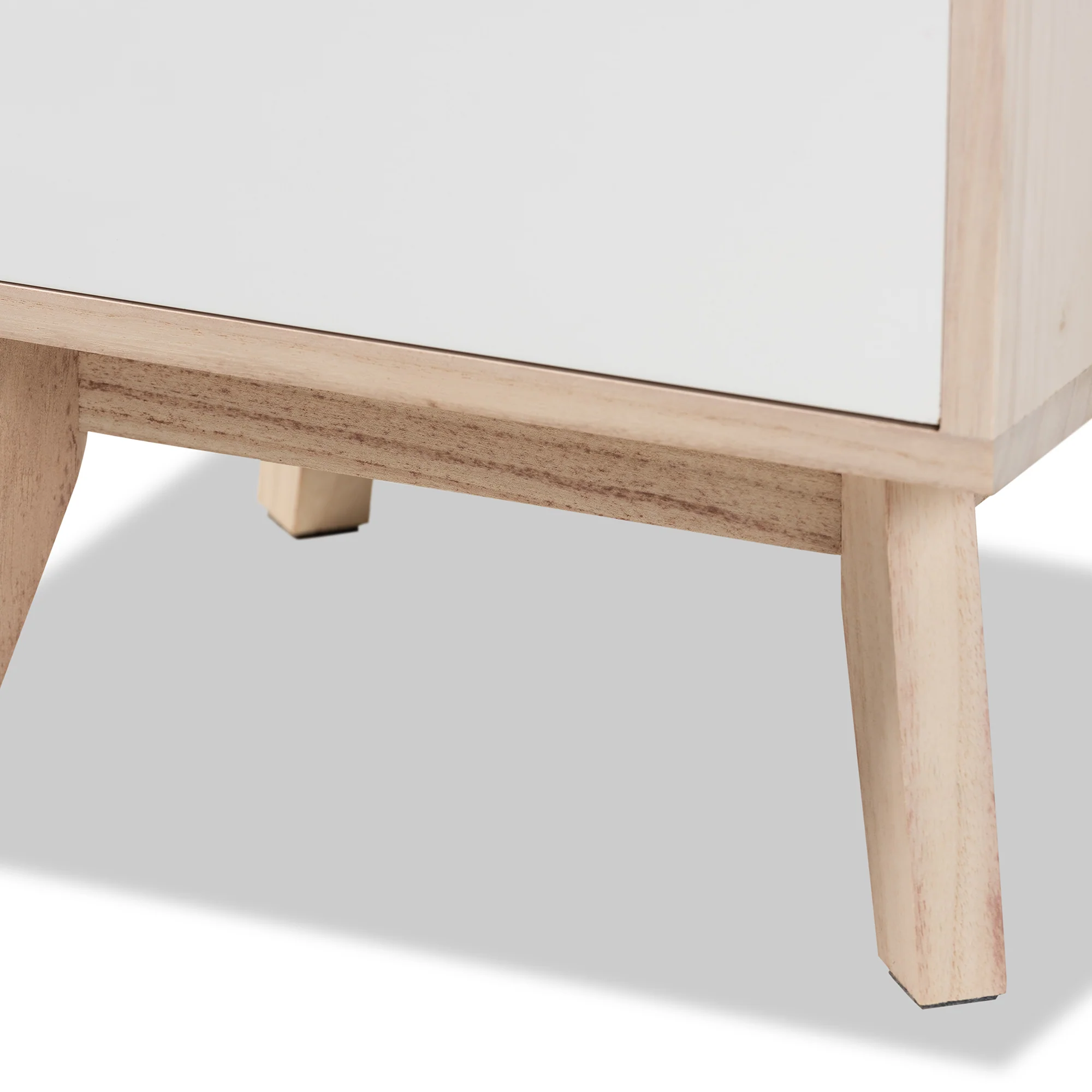 Baxton Studio Halian Mid-Century Modern Two-Tone White and Light Brown Finished Wood 3-Drawer End Table - Image 9