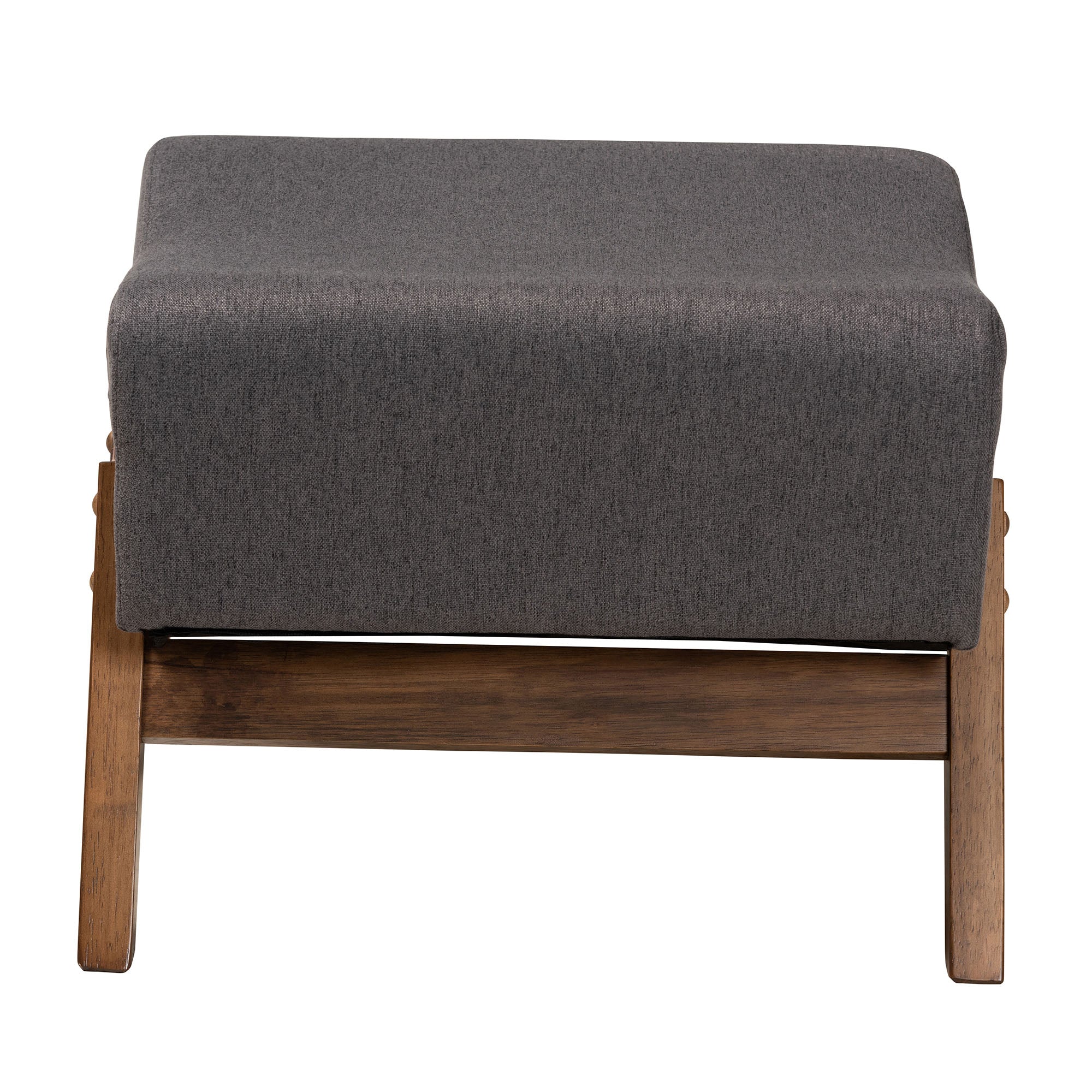 Baxton Studio Hanson Mid-Century Modern Dark Grey Fabric and Walnut Brown Finished Wood Ottoman - Image 4