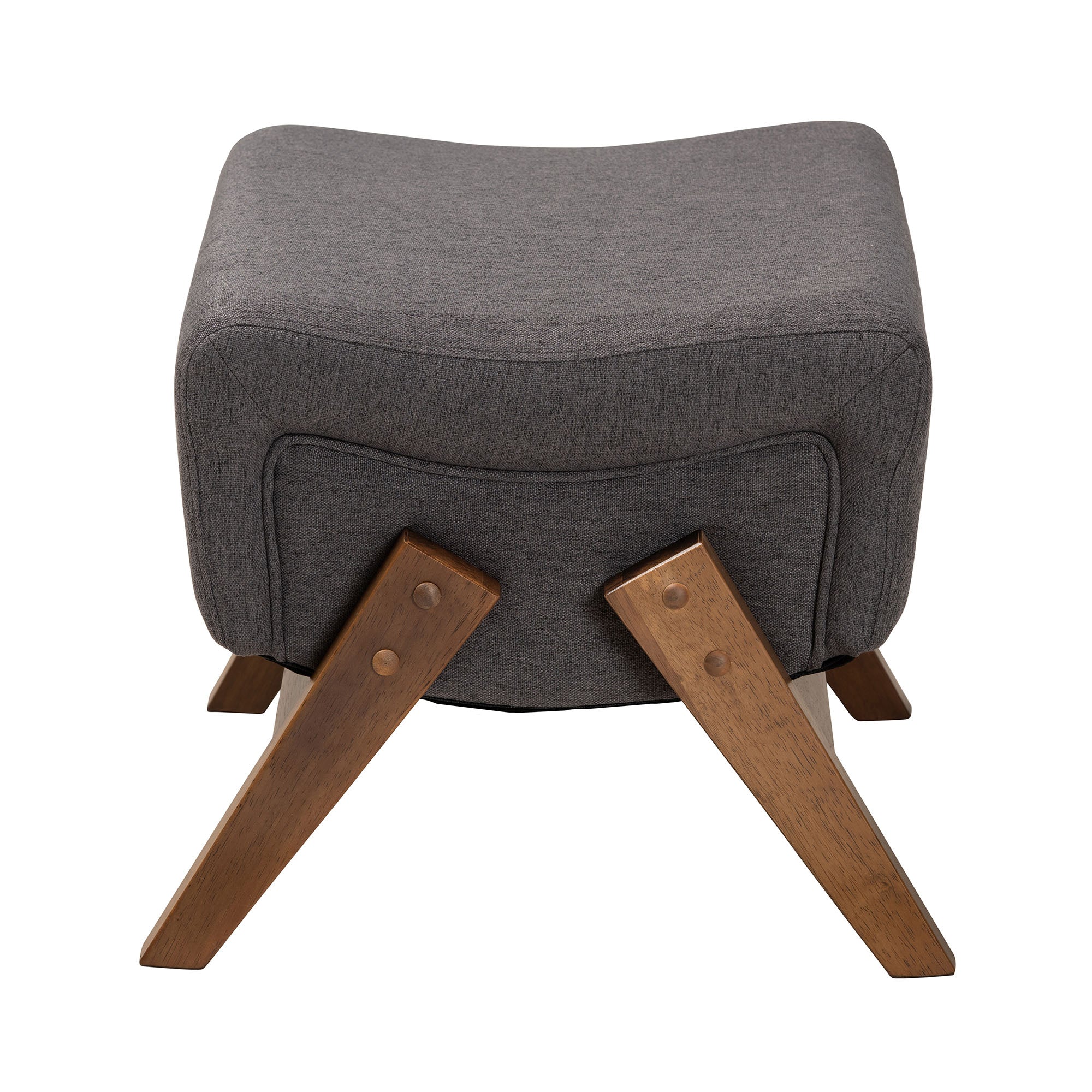 Baxton Studio Hanson Mid-Century Modern Dark Grey Fabric and Walnut Brown Finished Wood Ottoman - Image 5