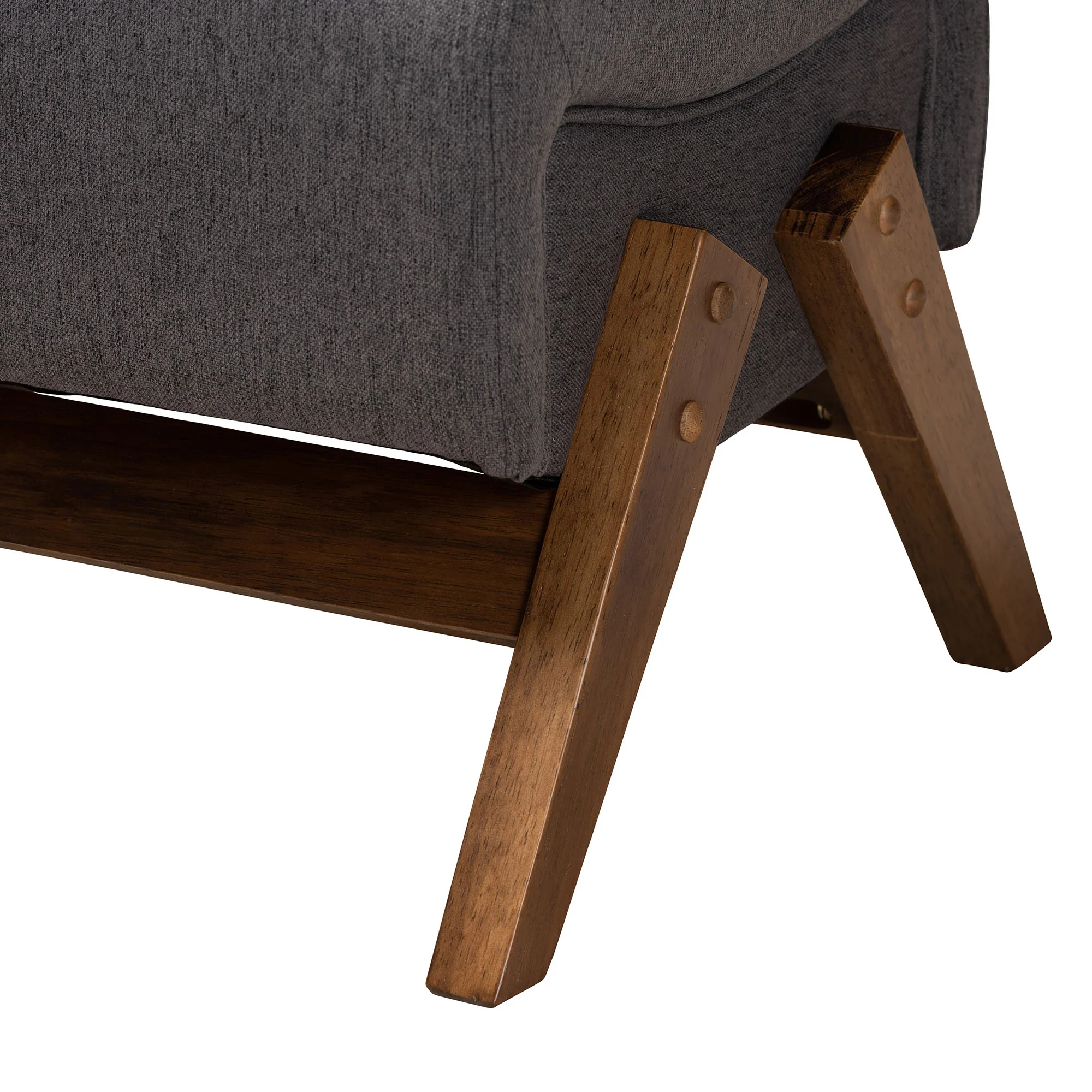 Baxton Studio Hanson Mid-Century Modern Dark Grey Fabric and Walnut Brown Finished Wood Ottoman - Image 6