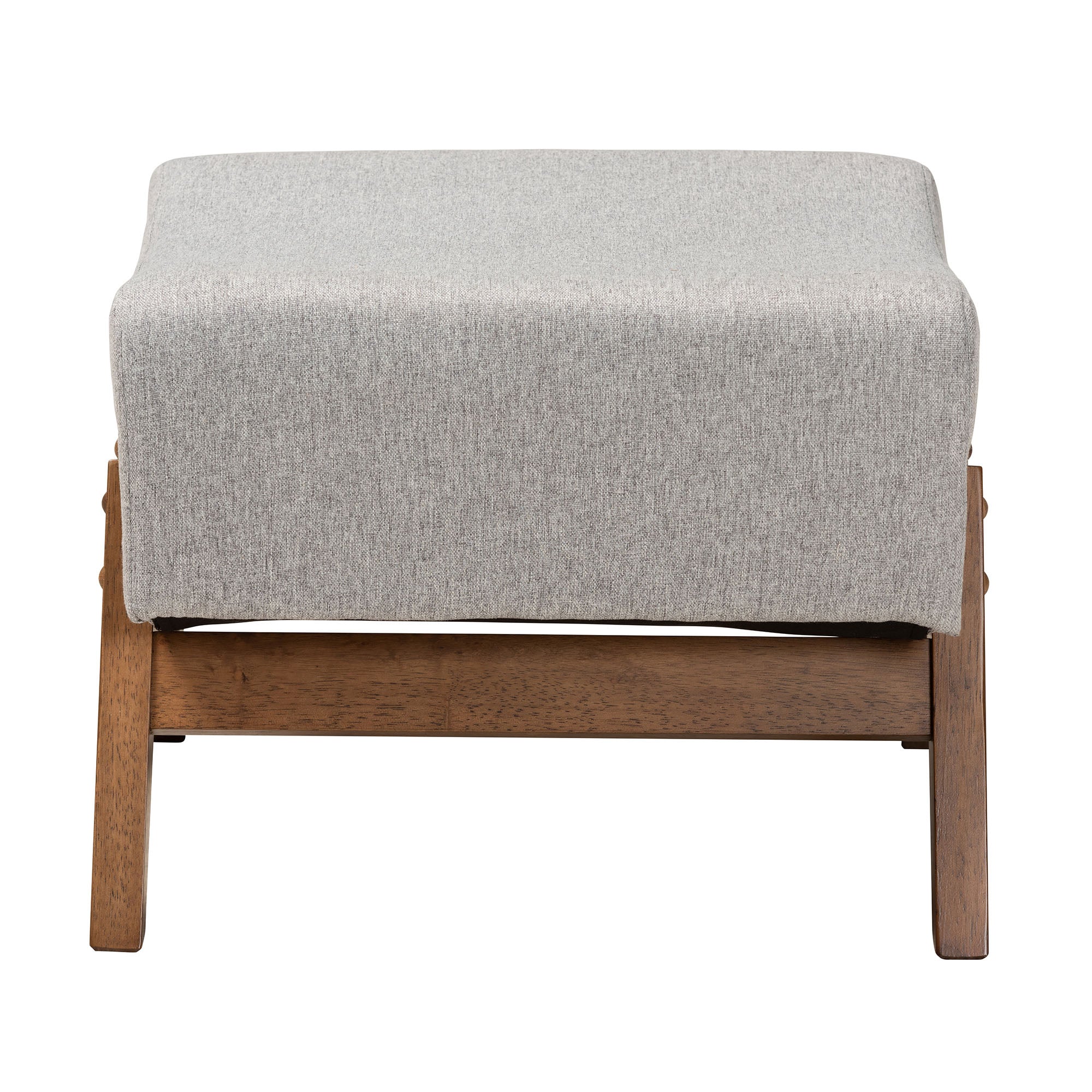 Baxton Studio Hanson Mid-Century Modern Light Grey Fabric and Walnut Brown Finished Wood Ottoman - Image 3