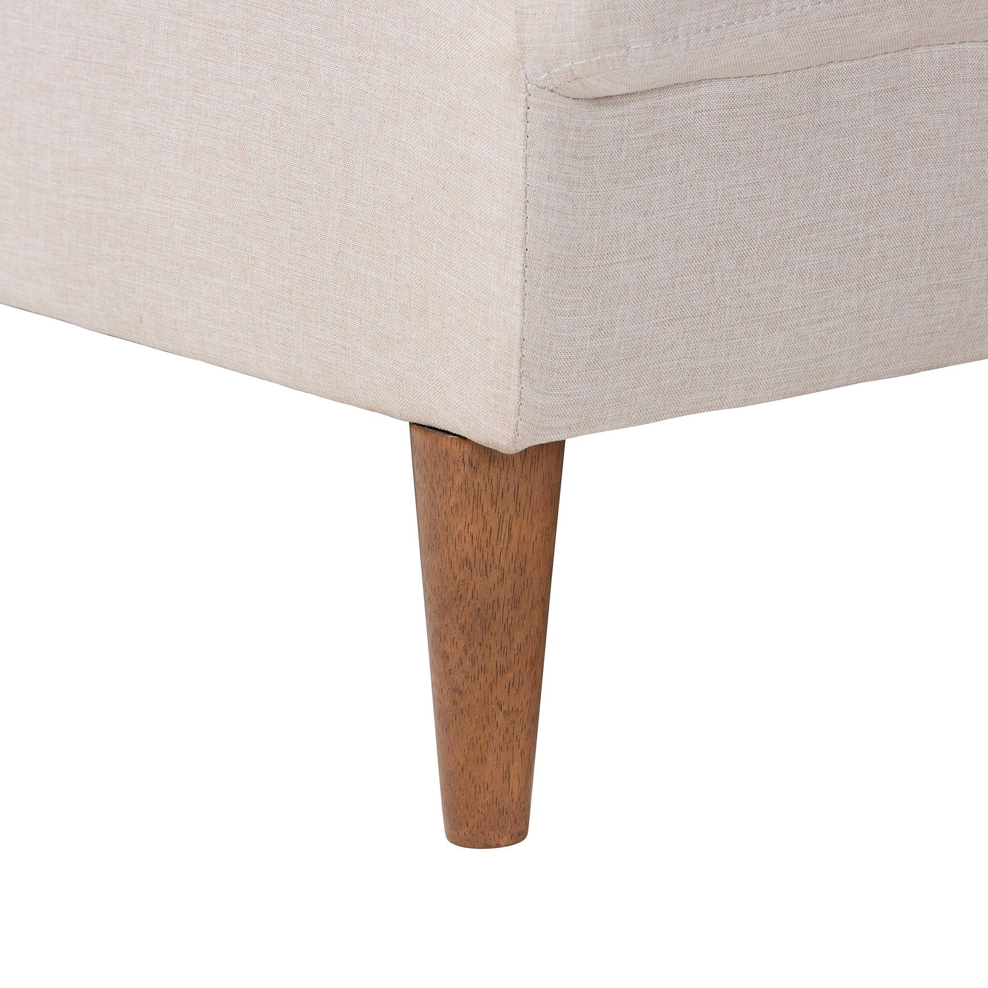 Baxton Studio Harleson Mid-Century Modern Beige Fabric and Walnut Brown Wood Right Facing Sectional Sofa - Image 5