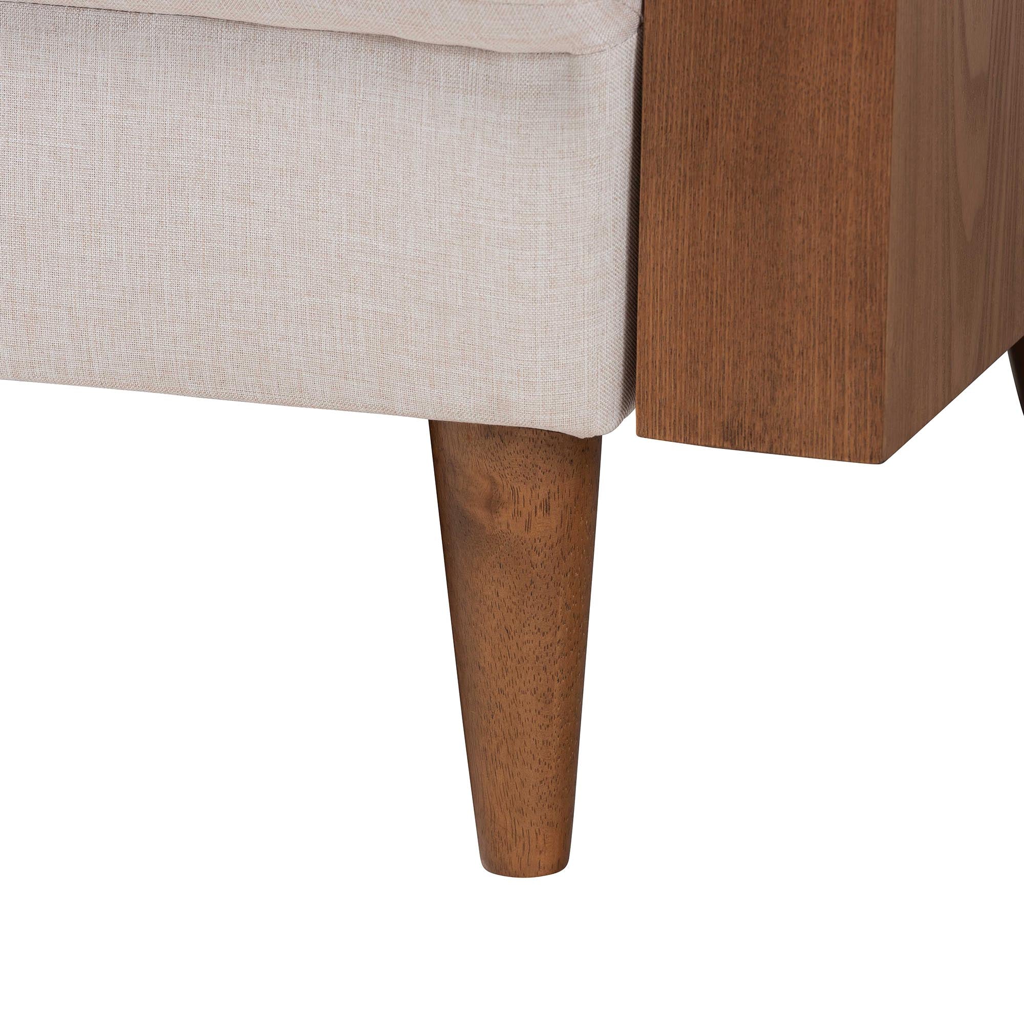 Baxton Studio Harleson Mid-Century Modern Beige Fabric and Walnut Brown Wood Sofa - Image 10
