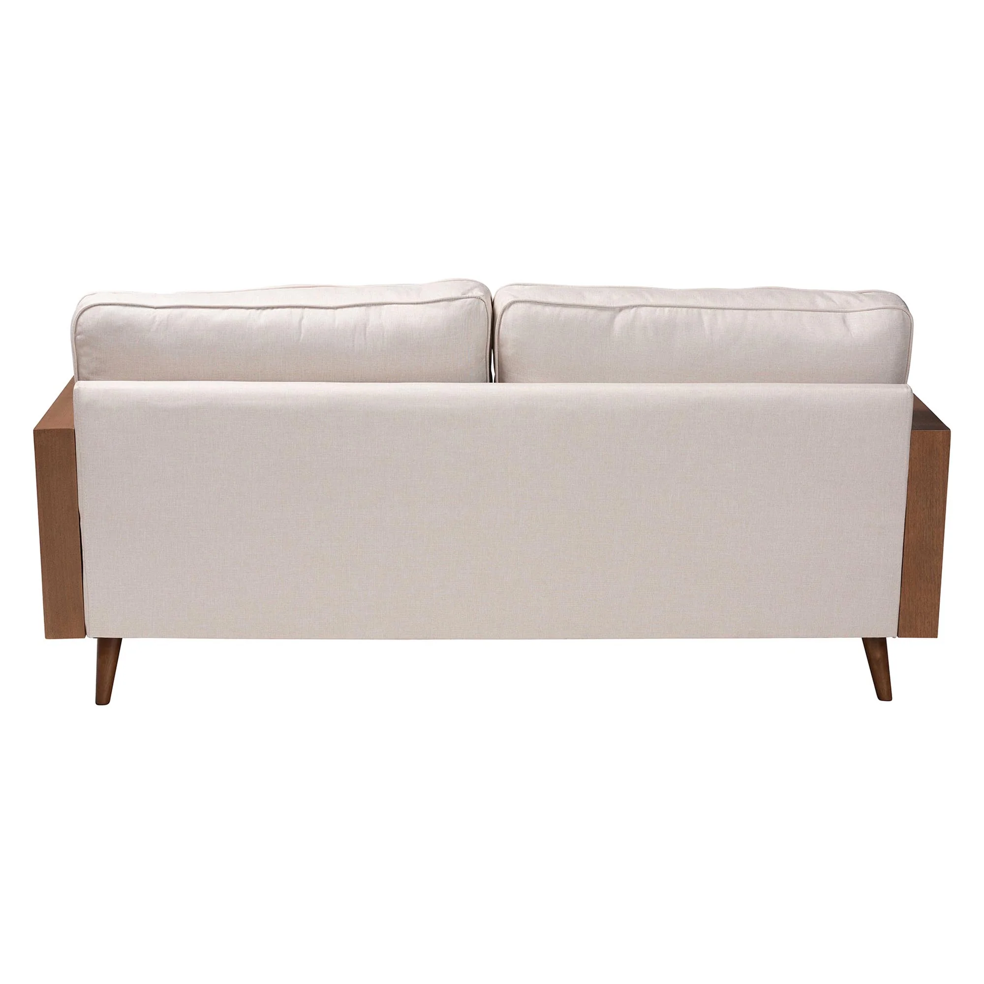 Baxton Studio Harleson Mid-Century Modern Beige Fabric and Walnut Brown Wood Sofa - Image 8