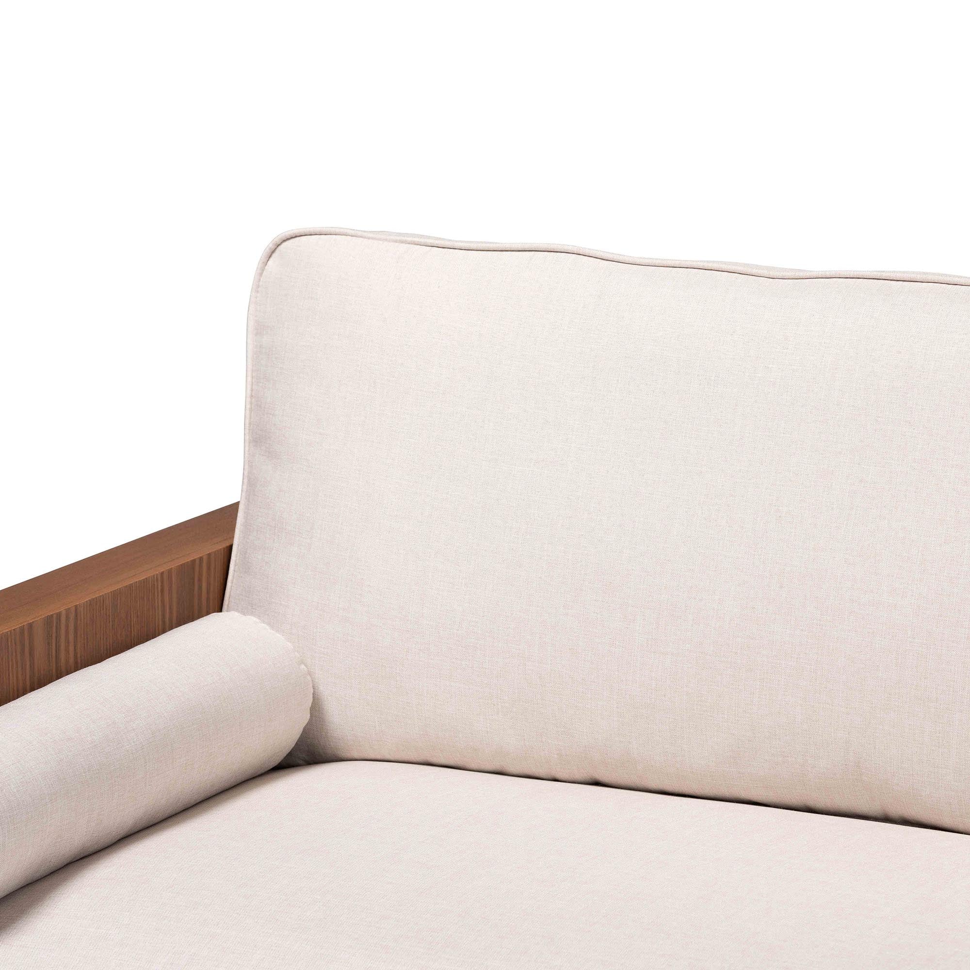 Baxton Studio Harleson Mid-Century Modern Beige Fabric and Walnut Brown Wood Sofa - Image 9