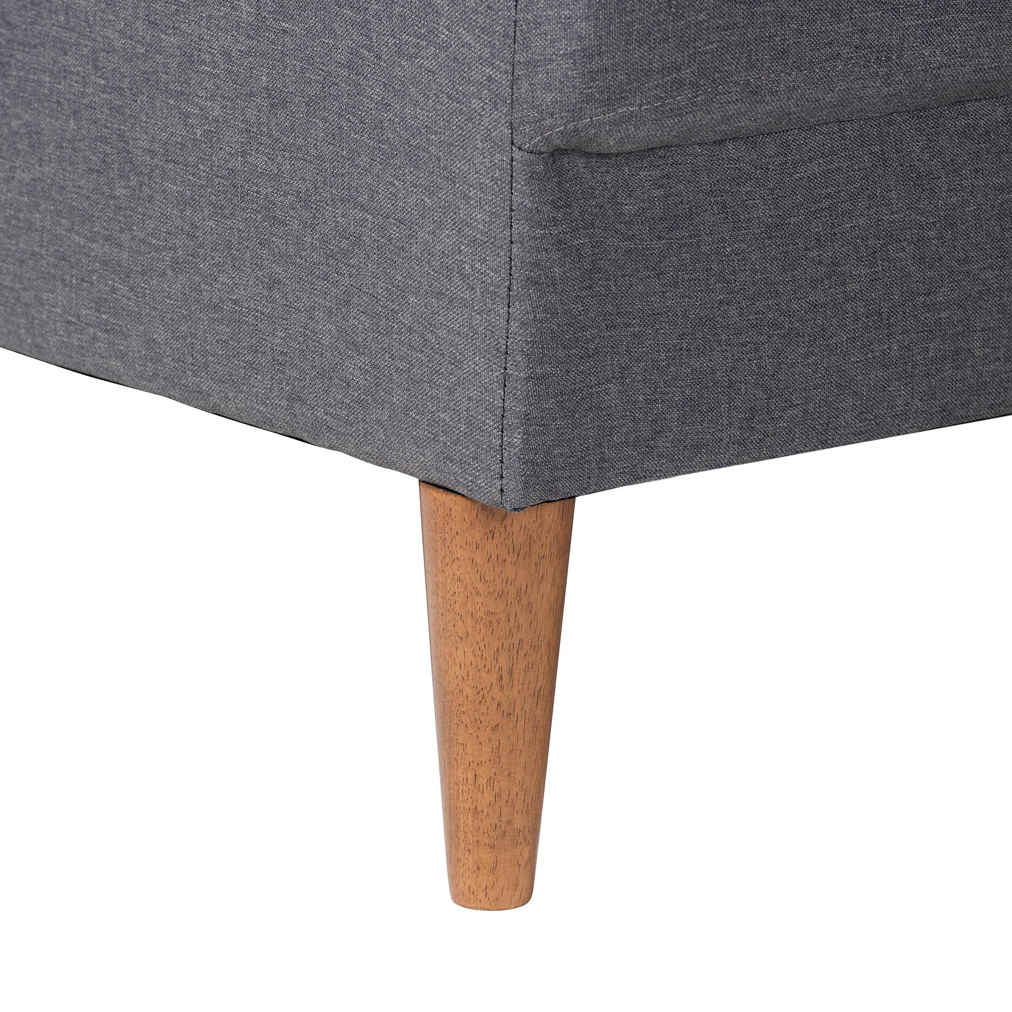 Baxton Studio Harleson Mid-Century Modern Grey Fabric and Walnut Brown Wood Right Facing Sectional Sofa - Image 5