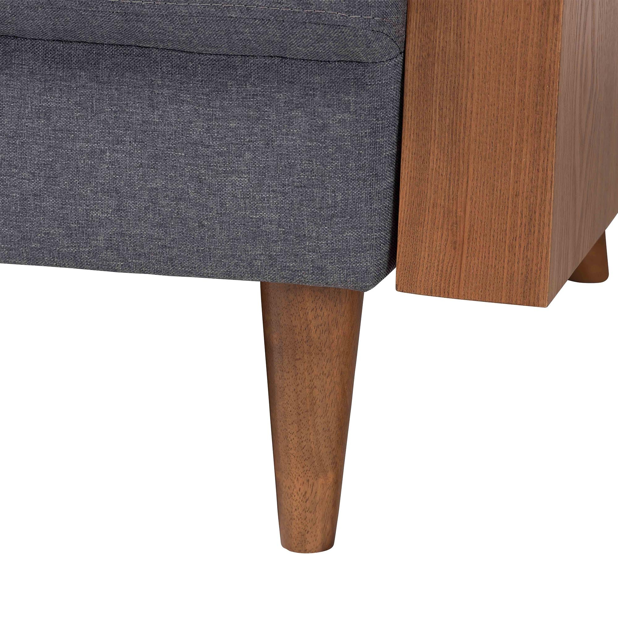 Baxton Studio Harleson Mid-Century Modern Grey Fabric and Walnut Brown Wood Sofa - Image 10