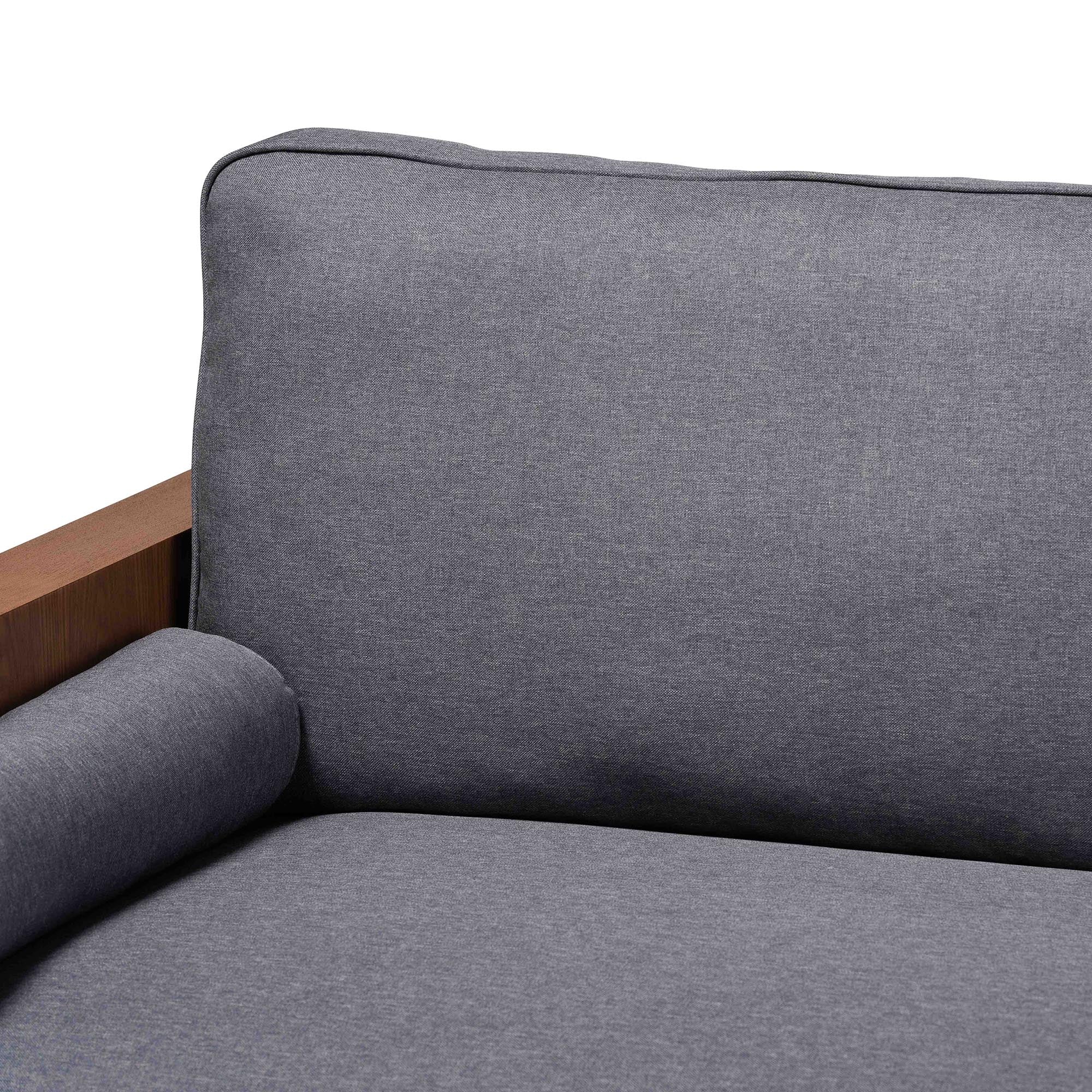 Baxton Studio Harleson Mid-Century Modern Grey Fabric and Walnut Brown Wood Sofa - Image 9