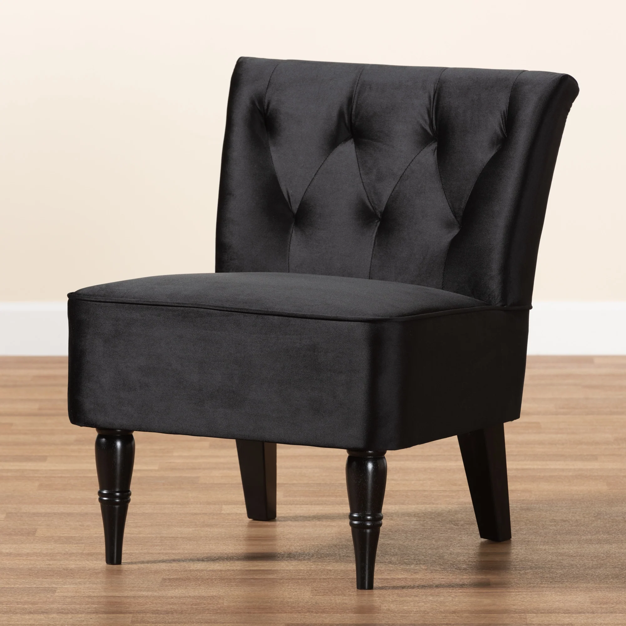 Baxton Studio Harmon Modern and Contemporary Transitional Black Velvet Fabric Upholstered and Black Finished Wood Accent Chair - Image 9