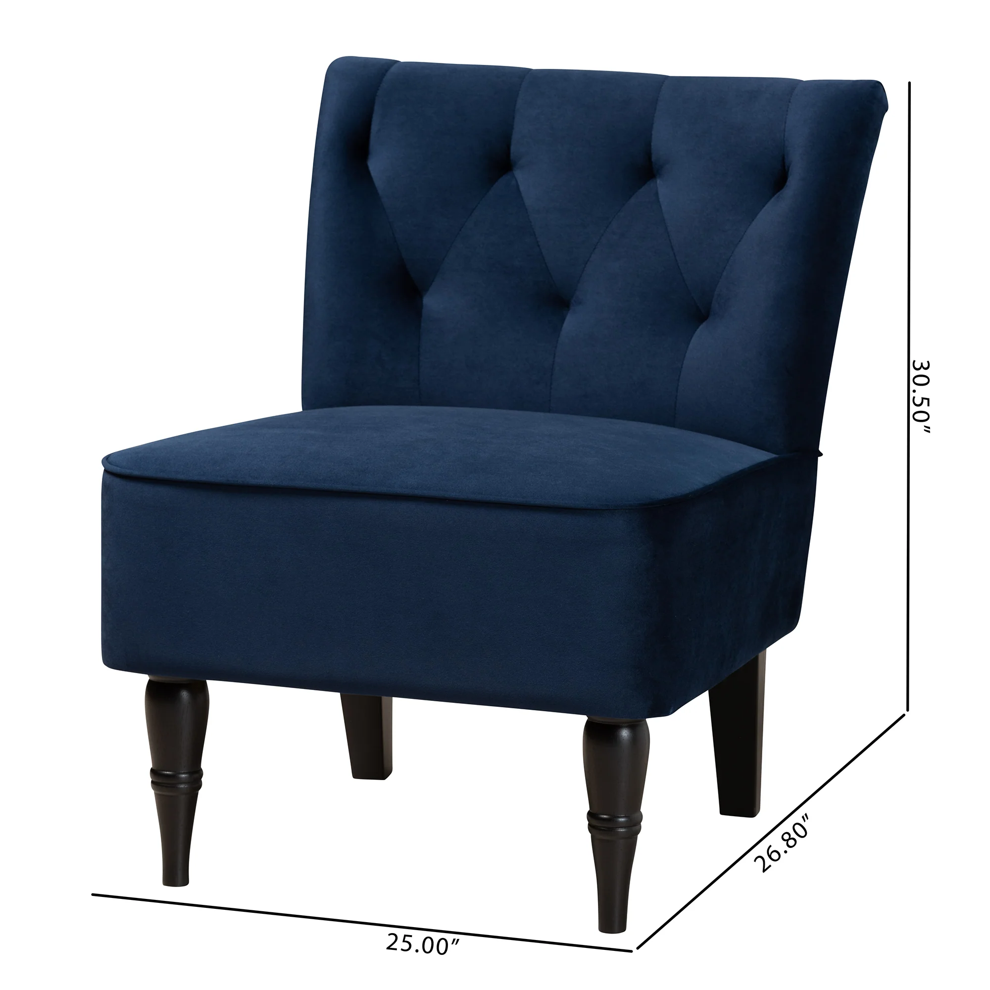 Baxton Studio Harmon Modern and Contemporary Transitional Navy Blue Velvet Fabric Upholstered and Black Finished Wood Accent Chair - Image 10