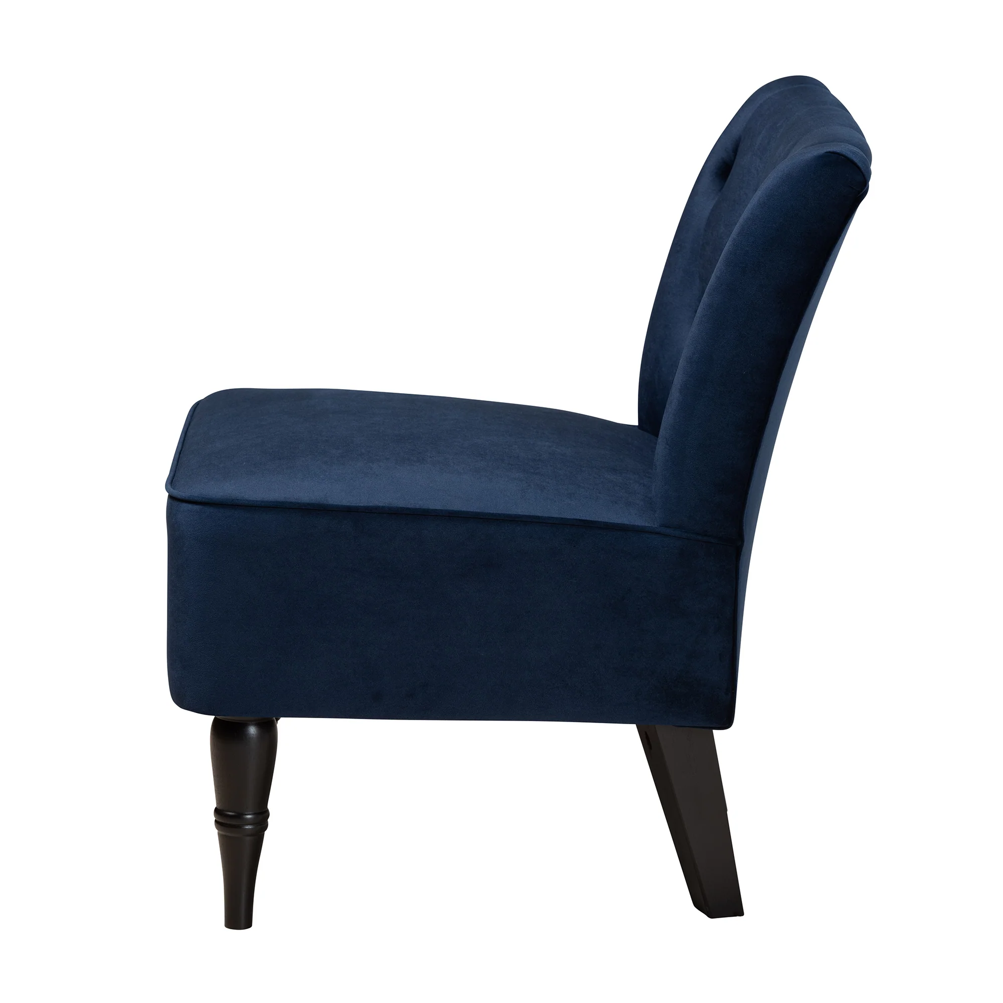 Baxton Studio Harmon Modern and Contemporary Transitional Navy Blue Velvet Fabric Upholstered and Black Finished Wood Accent Chair - Image 4