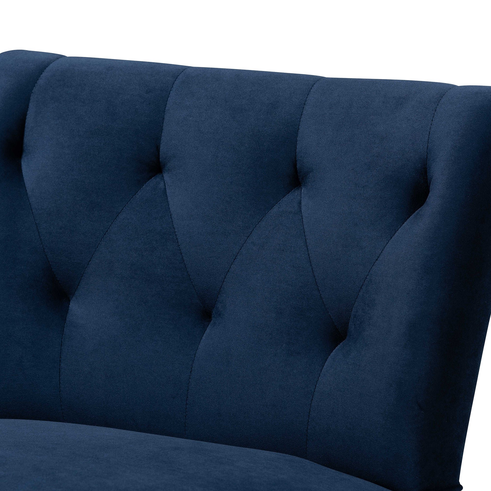 Baxton Studio Harmon Modern and Contemporary Transitional Navy Blue Velvet Fabric Upholstered and Black Finished Wood Accent Chair - Image 6