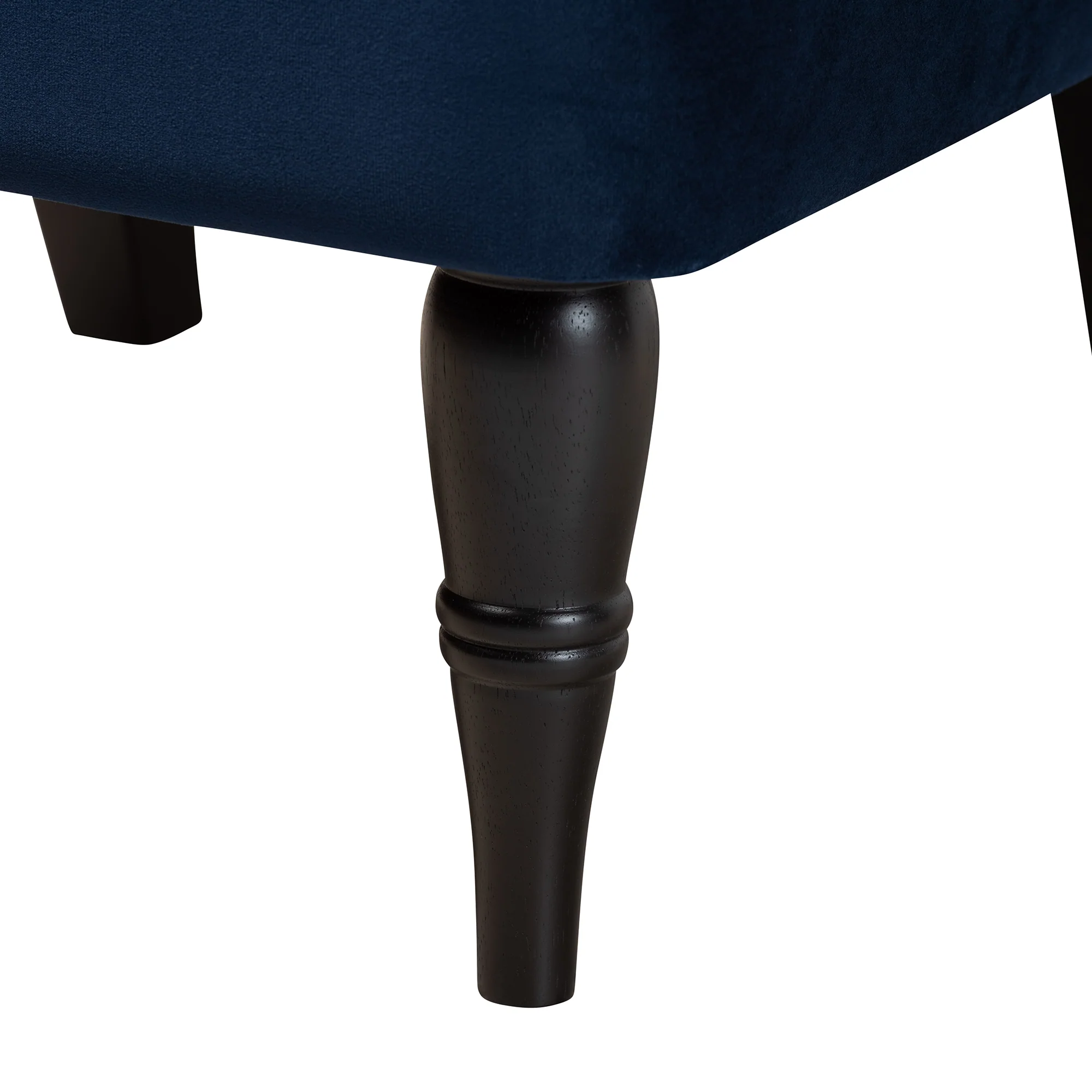 Baxton Studio Harmon Modern and Contemporary Transitional Navy Blue Velvet Fabric Upholstered and Black Finished Wood Accent Chair - Image 7