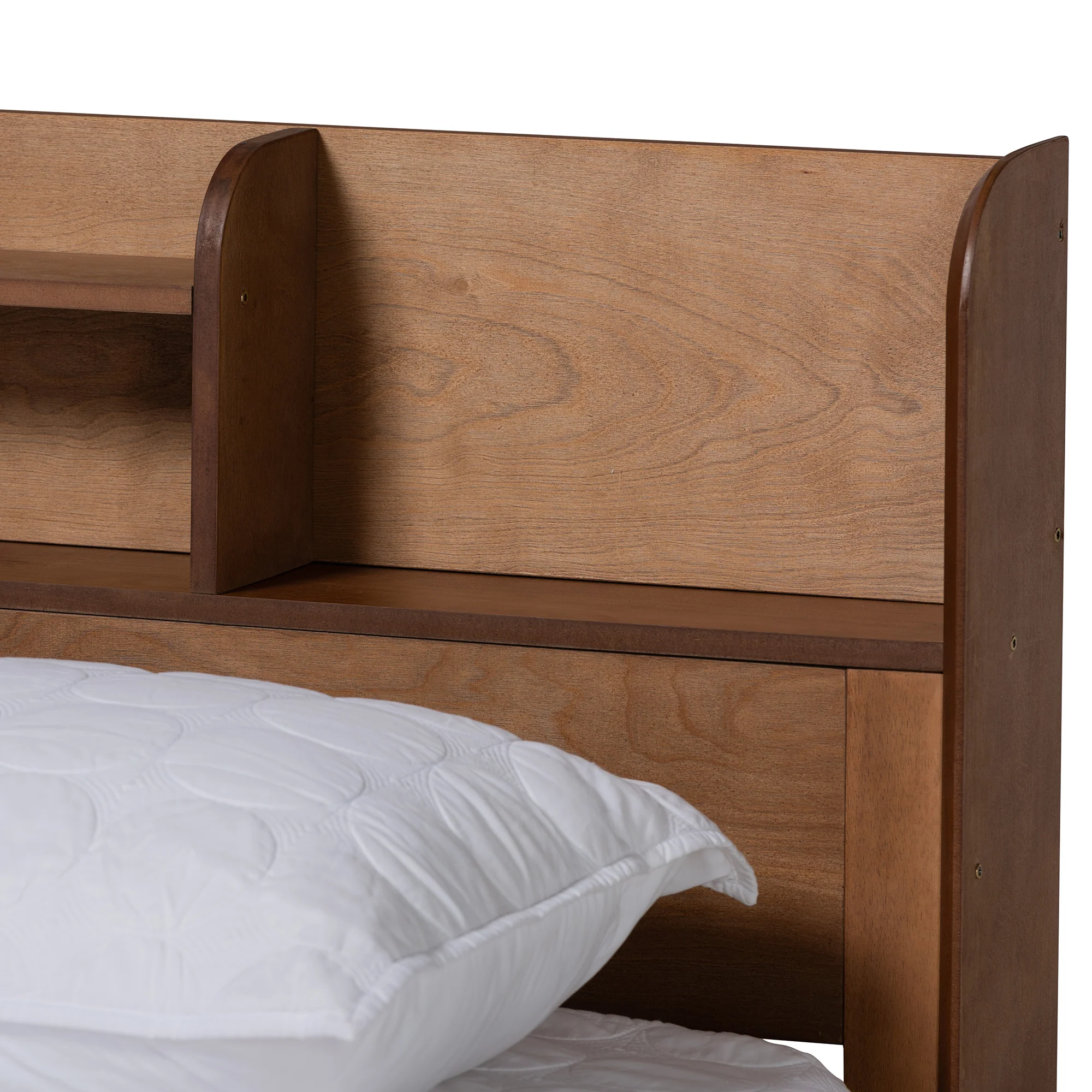 Baxton Studio Harper Mid-Century Modern Transitional Walnut Brown Finished Wood Full Size Platform Bed with Charging Station - Image 5