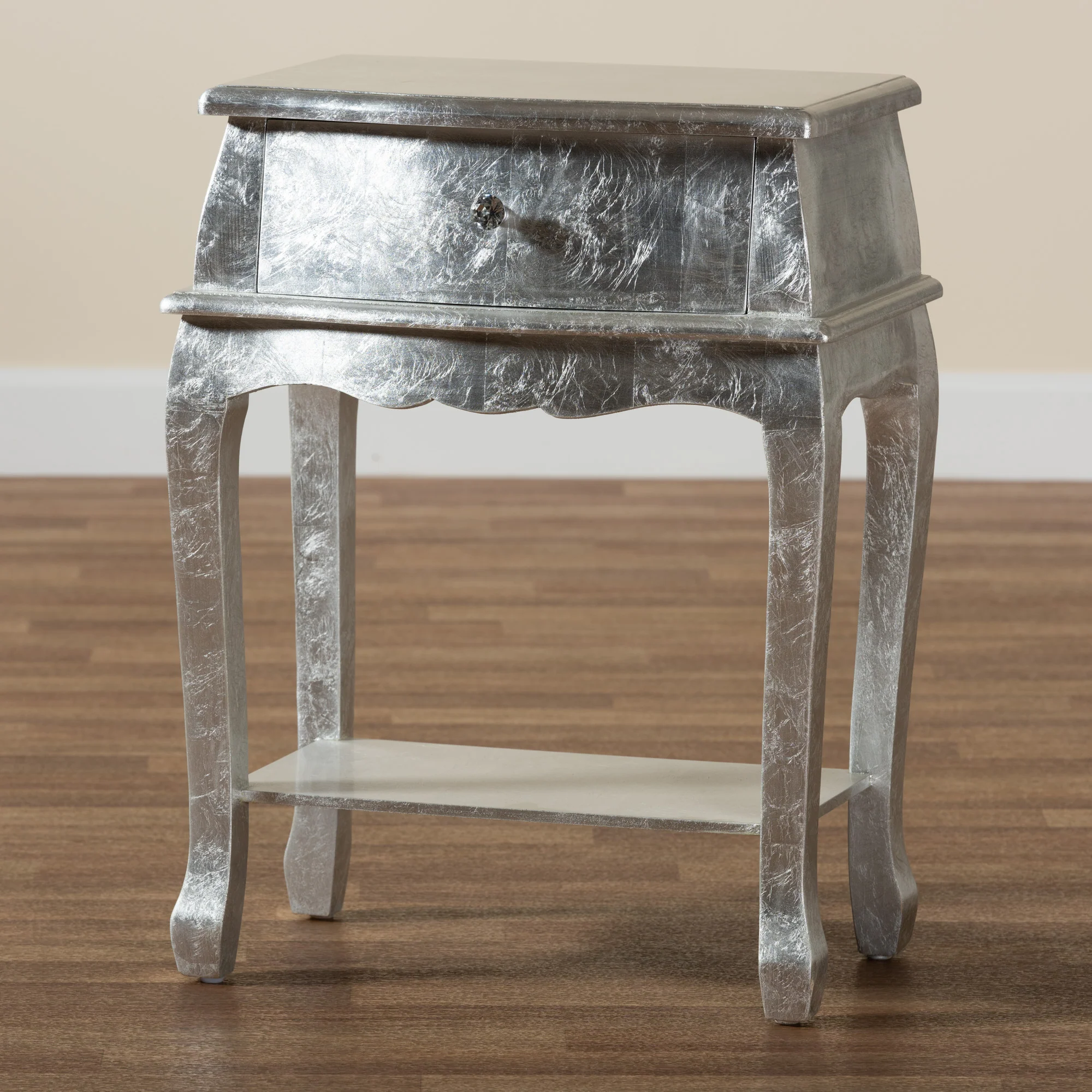Baxton Studio Harriet Classic and Traditional Silver Finished Wood 1-Drawer End Table - Image 2