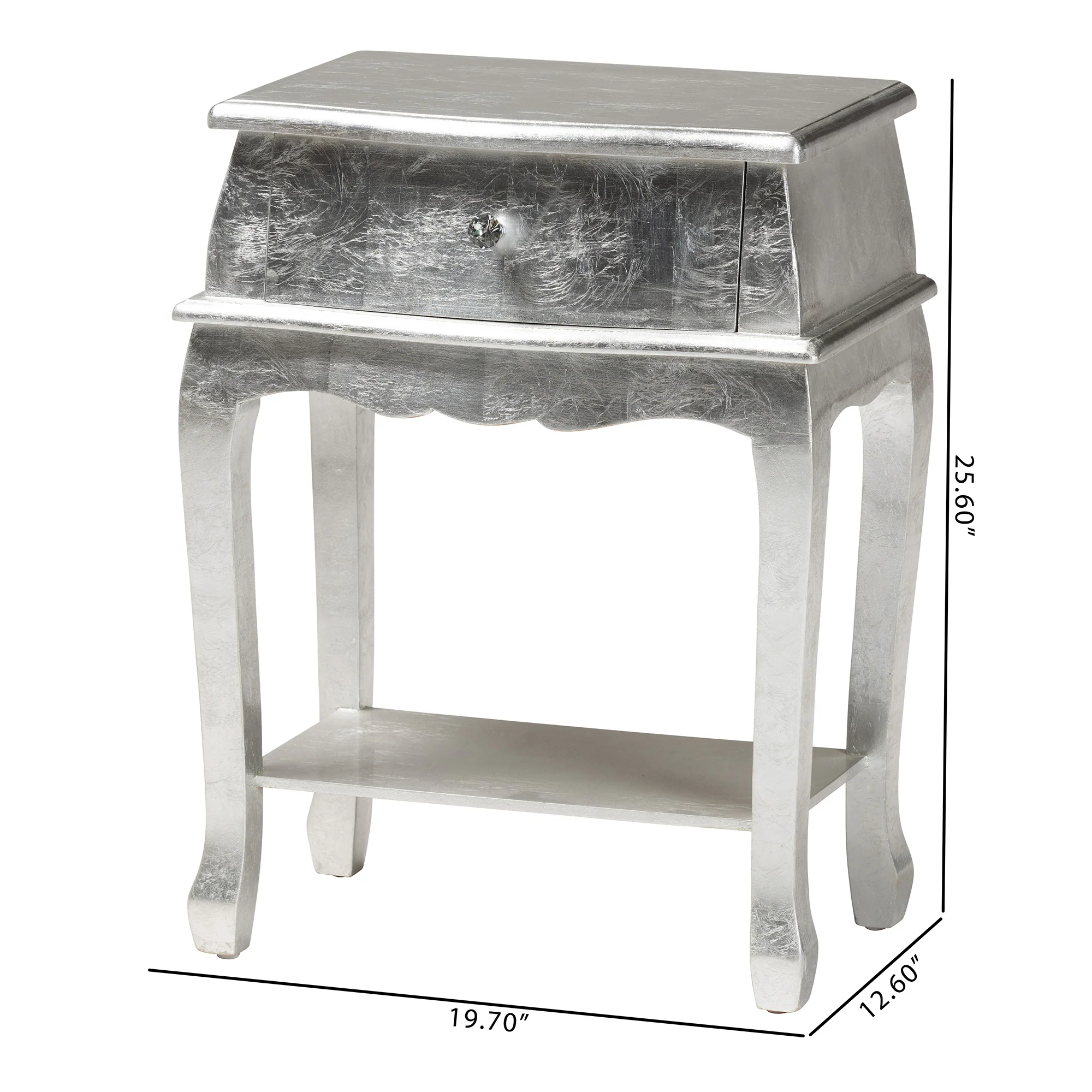 Baxton Studio Harriet Classic and Traditional Silver Finished Wood 1-Drawer End Table - Image 3