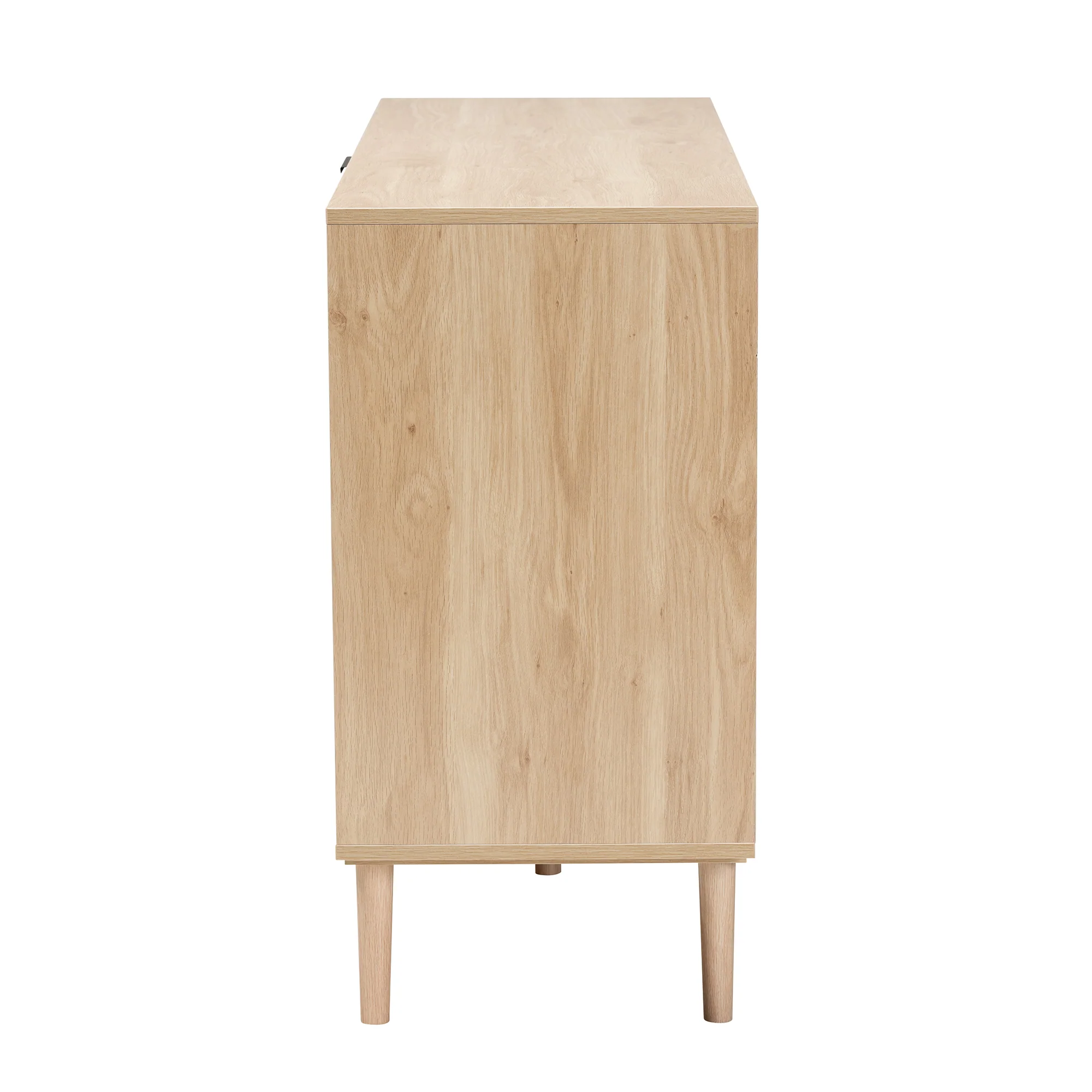 Baxton Studio Harrison Mid-Century Modern Natural Brown Finished Wood and Natural Rattan 3-Drawer Sideboard - Image 5
