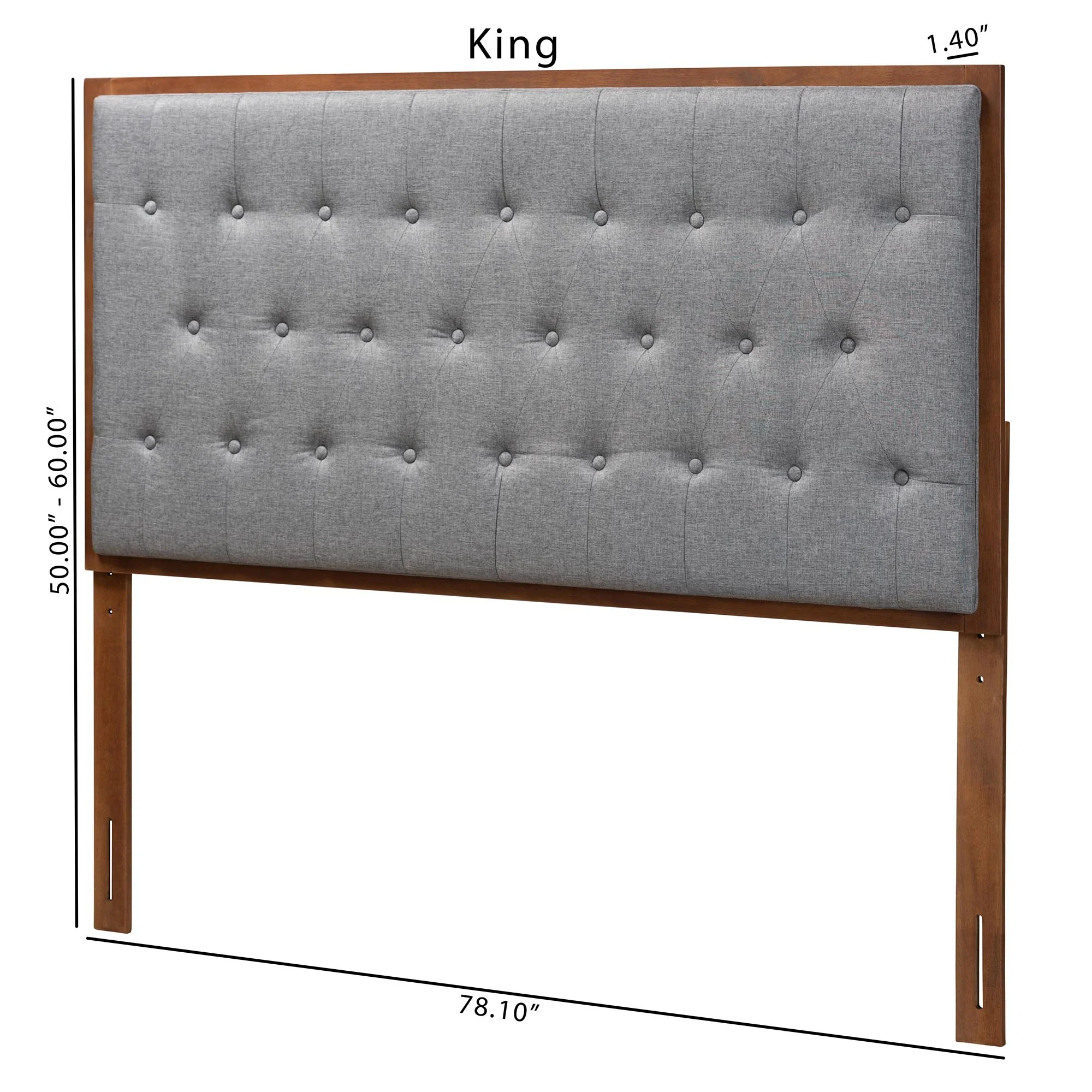 Baxton Studio Harumi Classic and Traditional Grey Fabric and Walnut Brown Finished Wood Queen size Headboard - Image 9