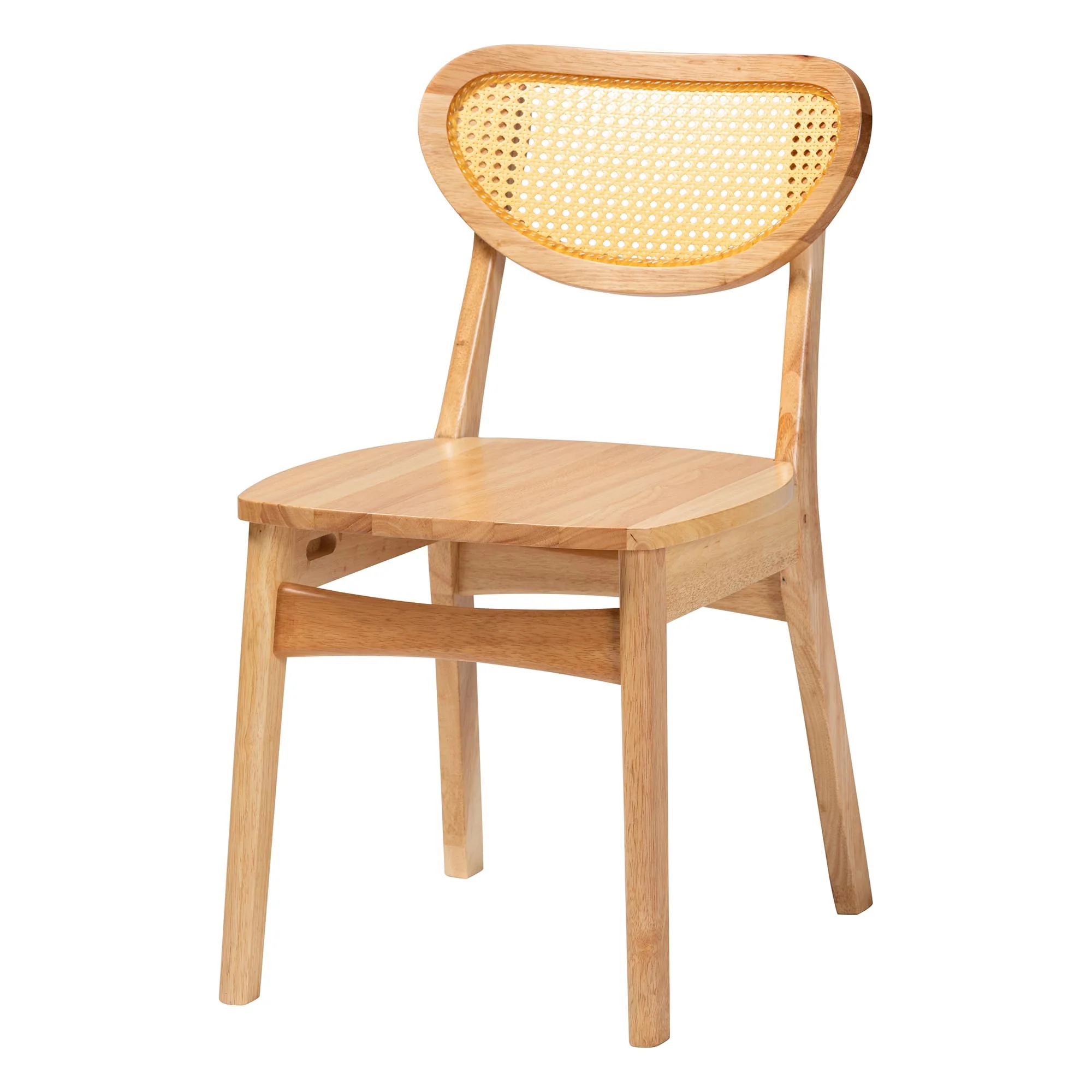 Baxton Studio Haviland Mid-Century Modern Oak Brown Finished Wood and Rattan 5-Piece Dining Set - Image 5