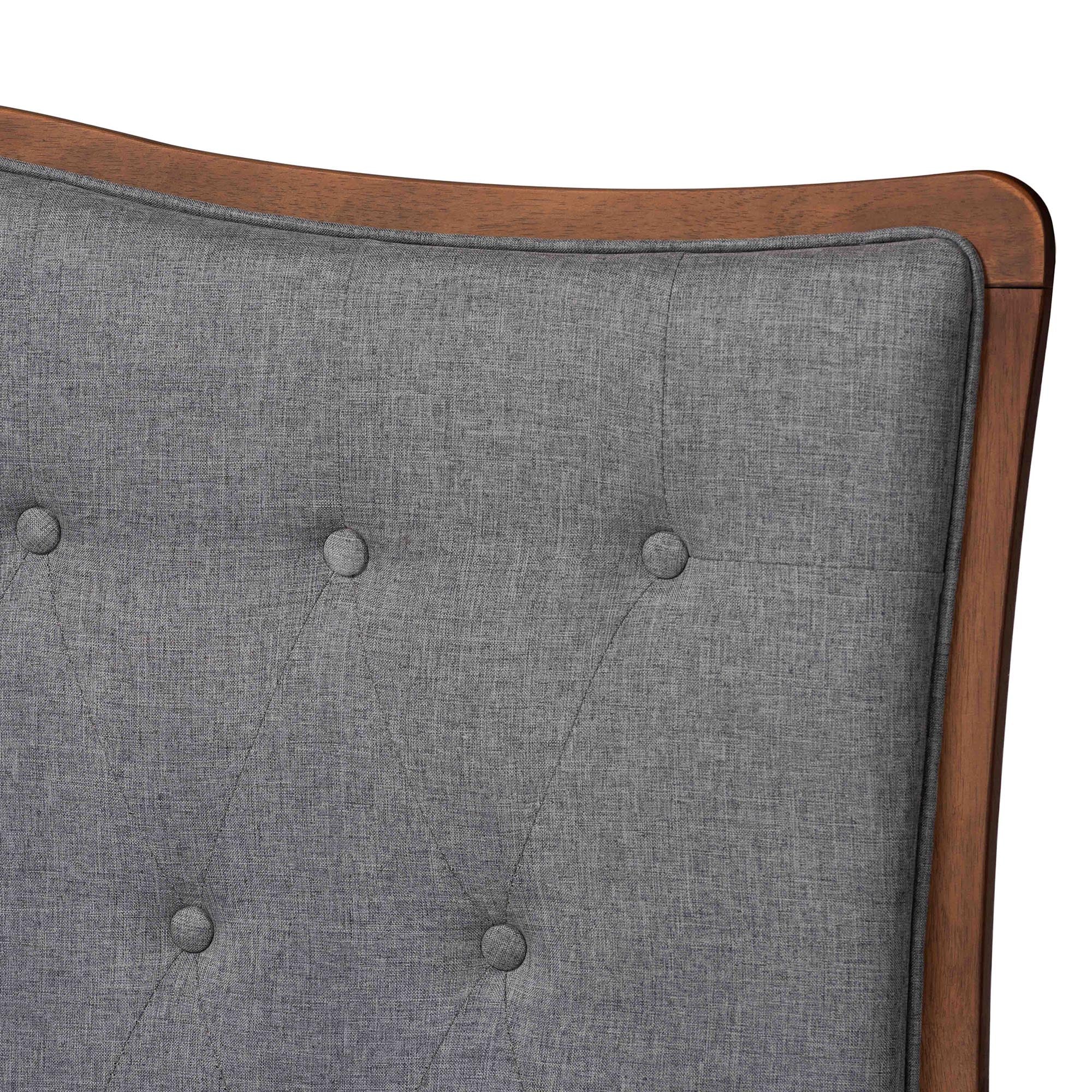 Baxton Studio Hawthorn Classic and Traditional Grey Fabric and Walnut Brown Finished Wood Queen Size Platform Bed - Image 5