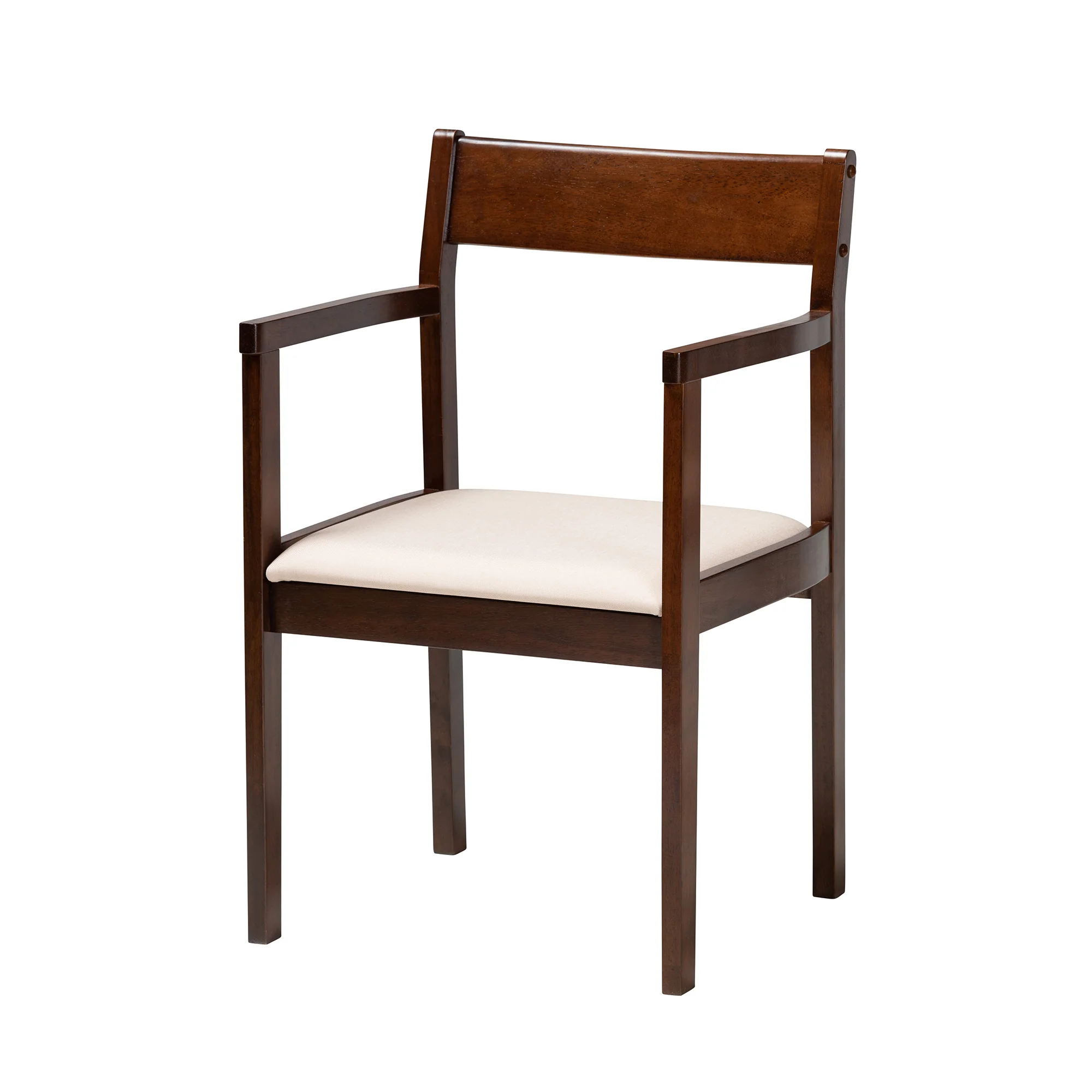 Baxton Studio Helene Mid-Century Modern Cream Fabric and Dark Brown Finished Wood 5-Piece Dining Set - Image 5